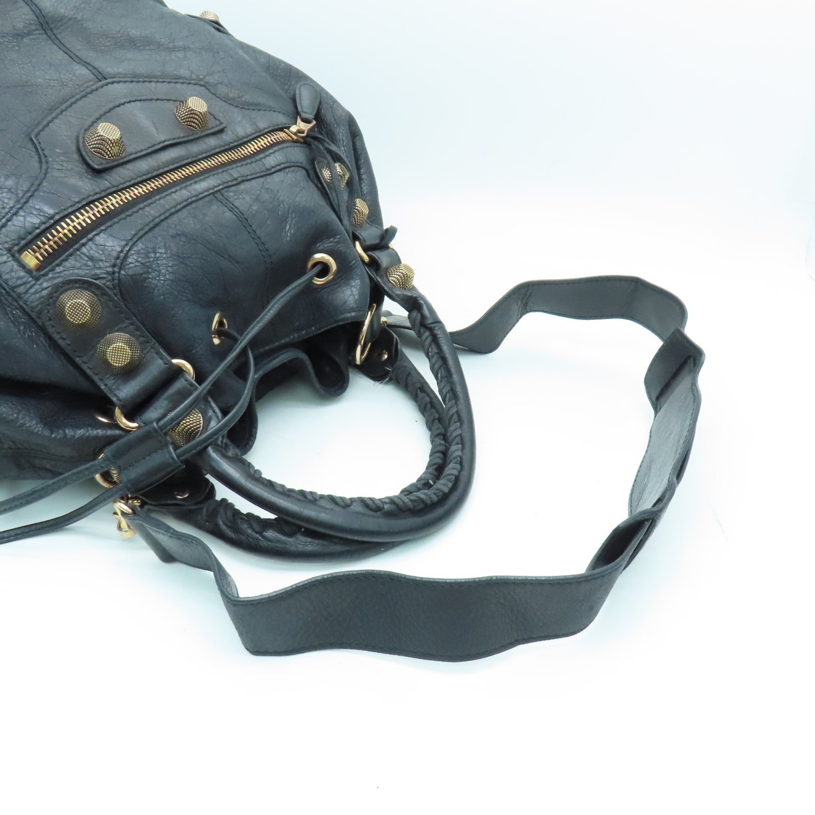 BALENCIAGA 羊皮皮革Shoulder Bag金扣手挽肩背两用袋黑色
