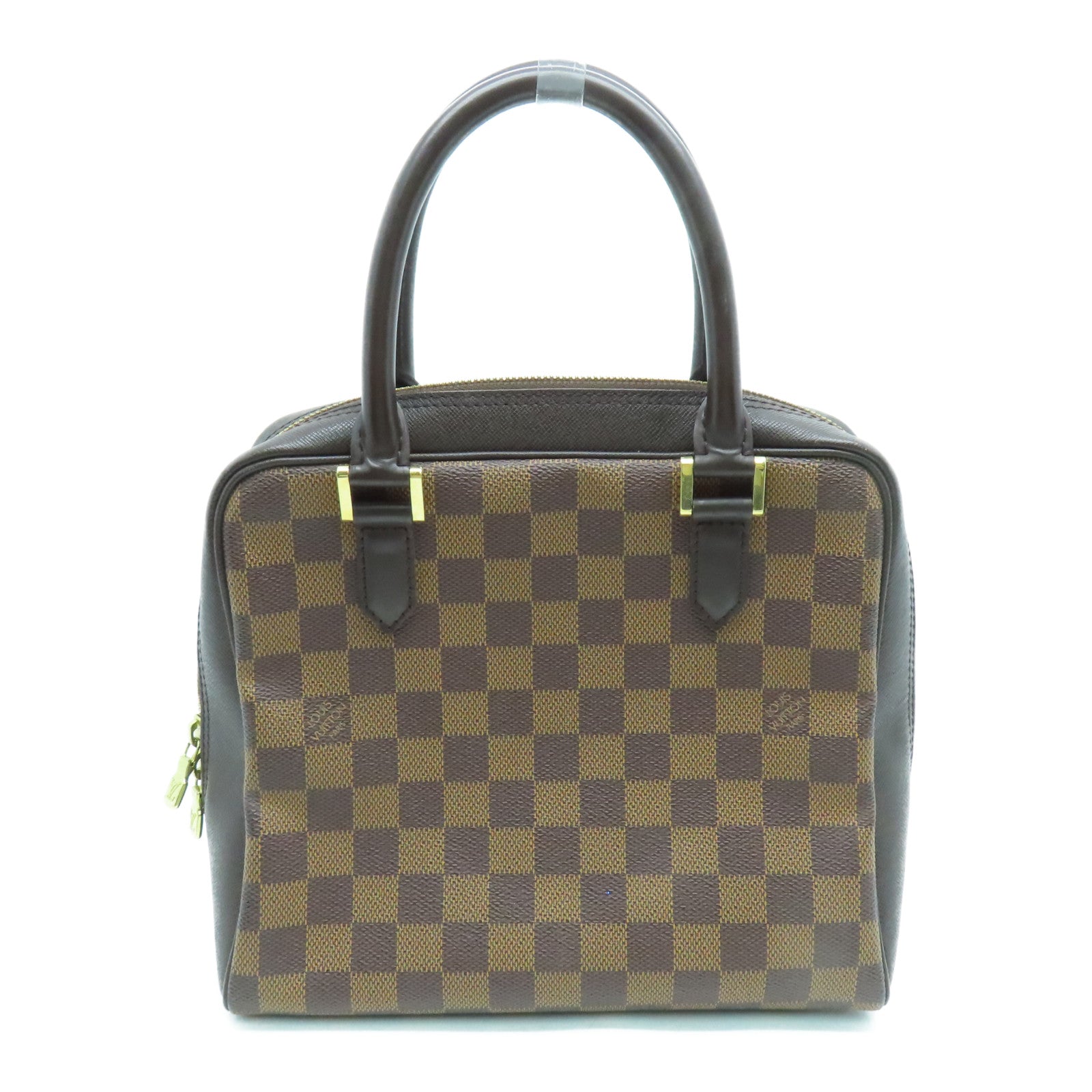 LOUIS VUITTON Damier皮革Brera金扣手挽袋啡色