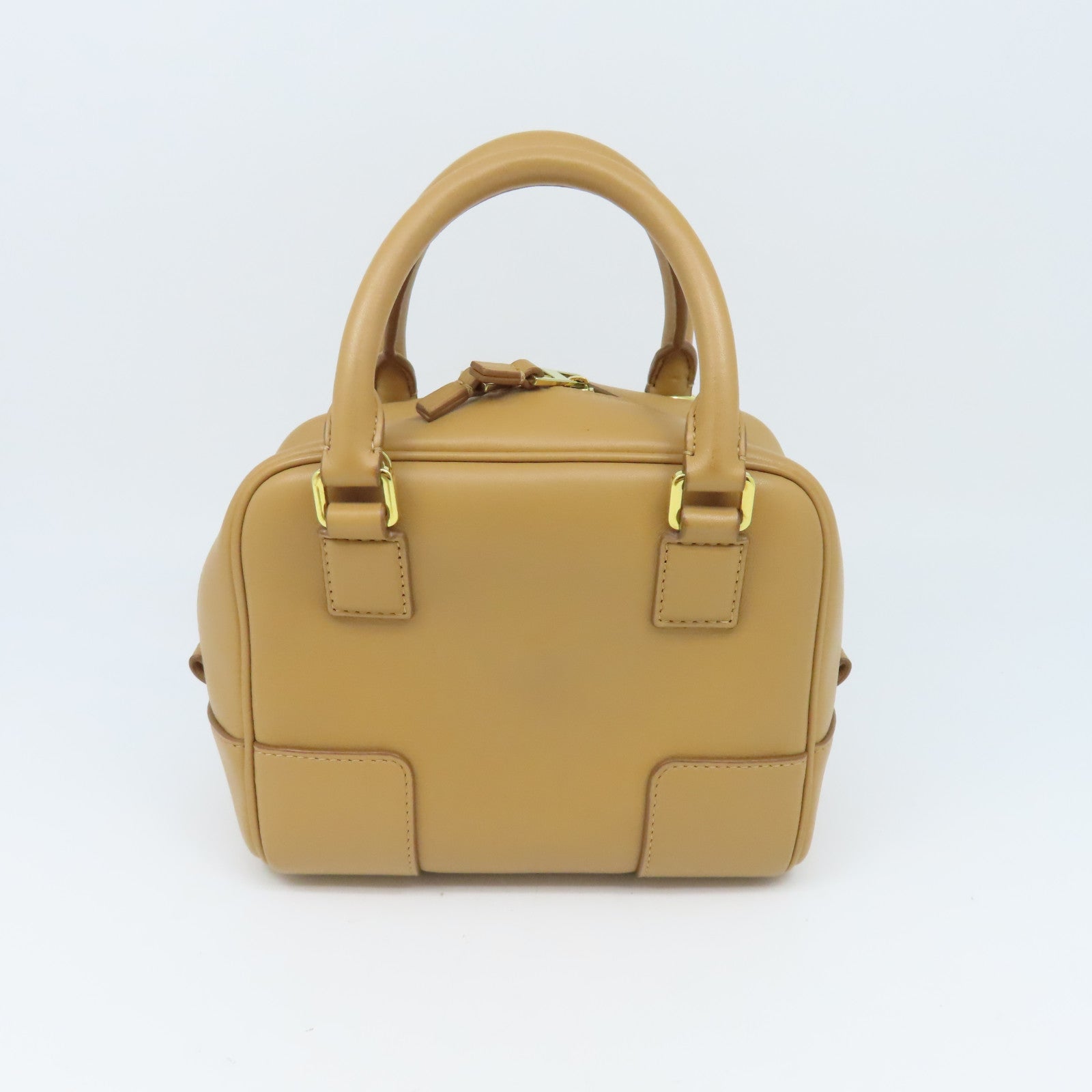 LOEWE 【激減優惠】牛皮皮革Amazona金扣手挽肩背兩用袋杏色