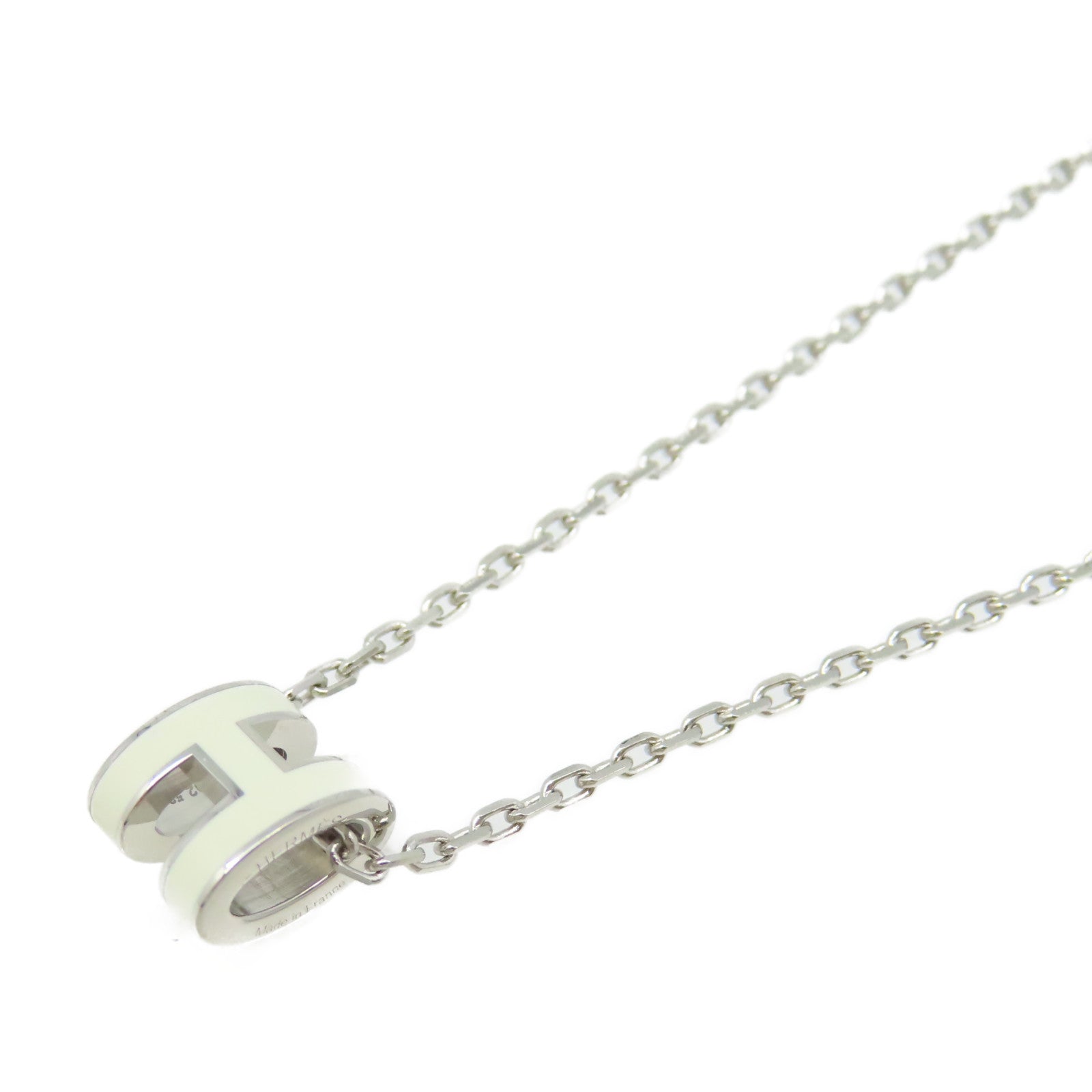 HERMES 金屬Mini Pop H Necklace項鏈白色/銀色