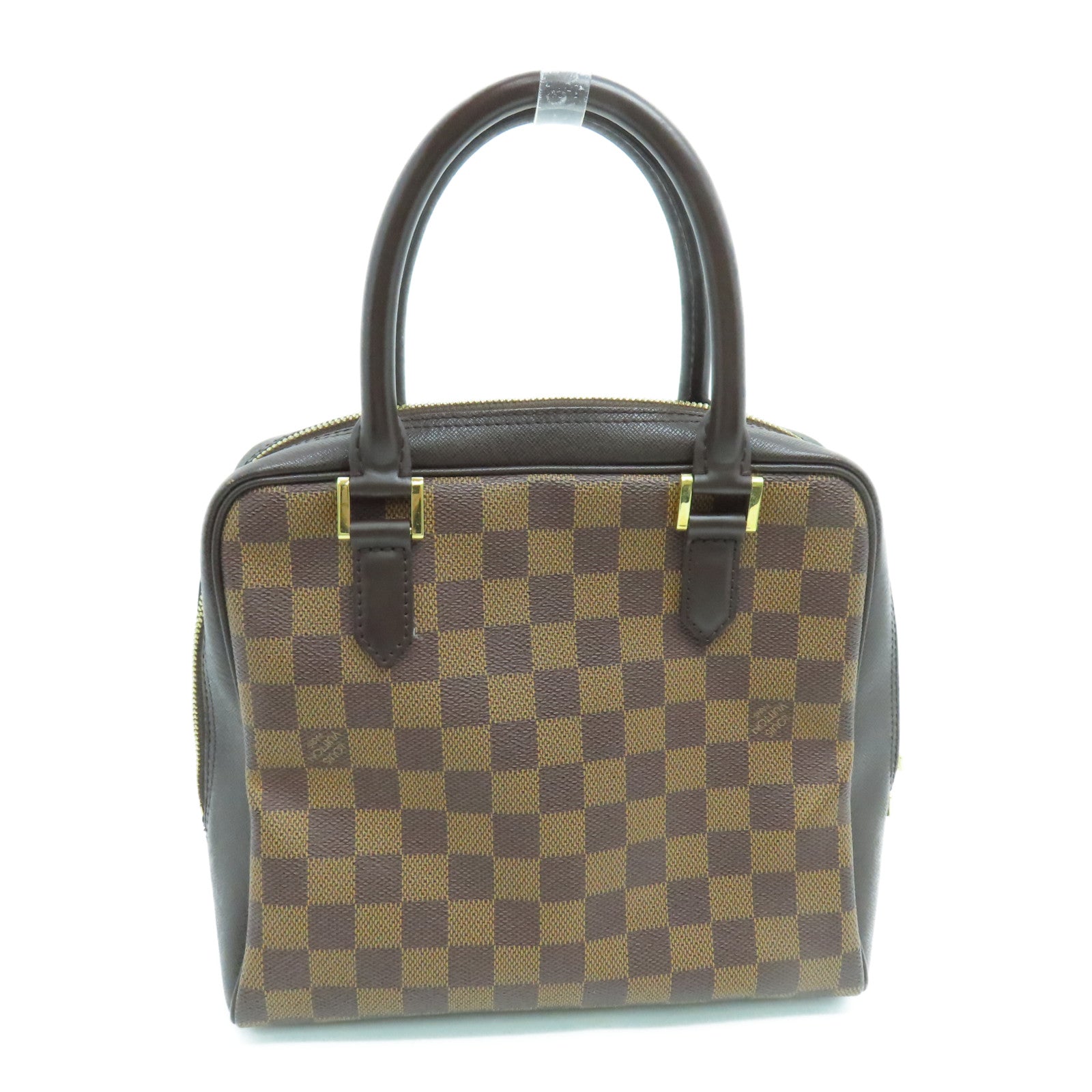 LOUIS VUITTON Damier皮革Brera金扣手挽袋啡色