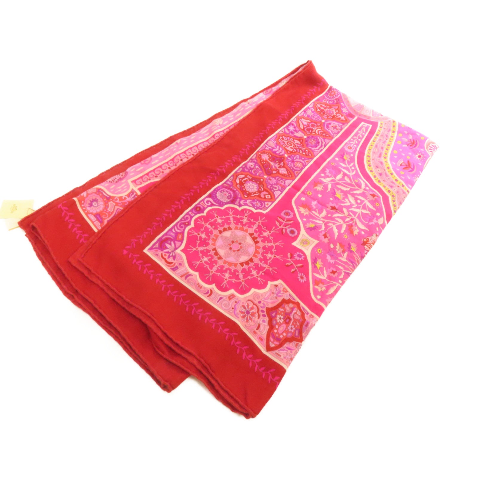 HERMES 羊絨/絲質Scarf 140x140絲巾粉紅色/彩色