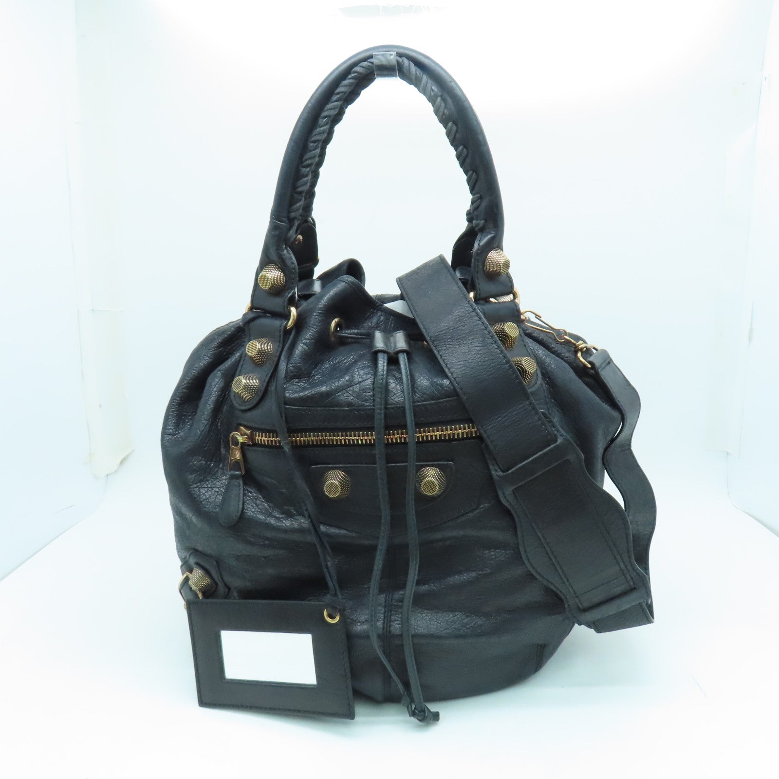 BALENCIAGA 羊皮皮革Shoulder Bag金扣手挽肩背两用袋黑色
