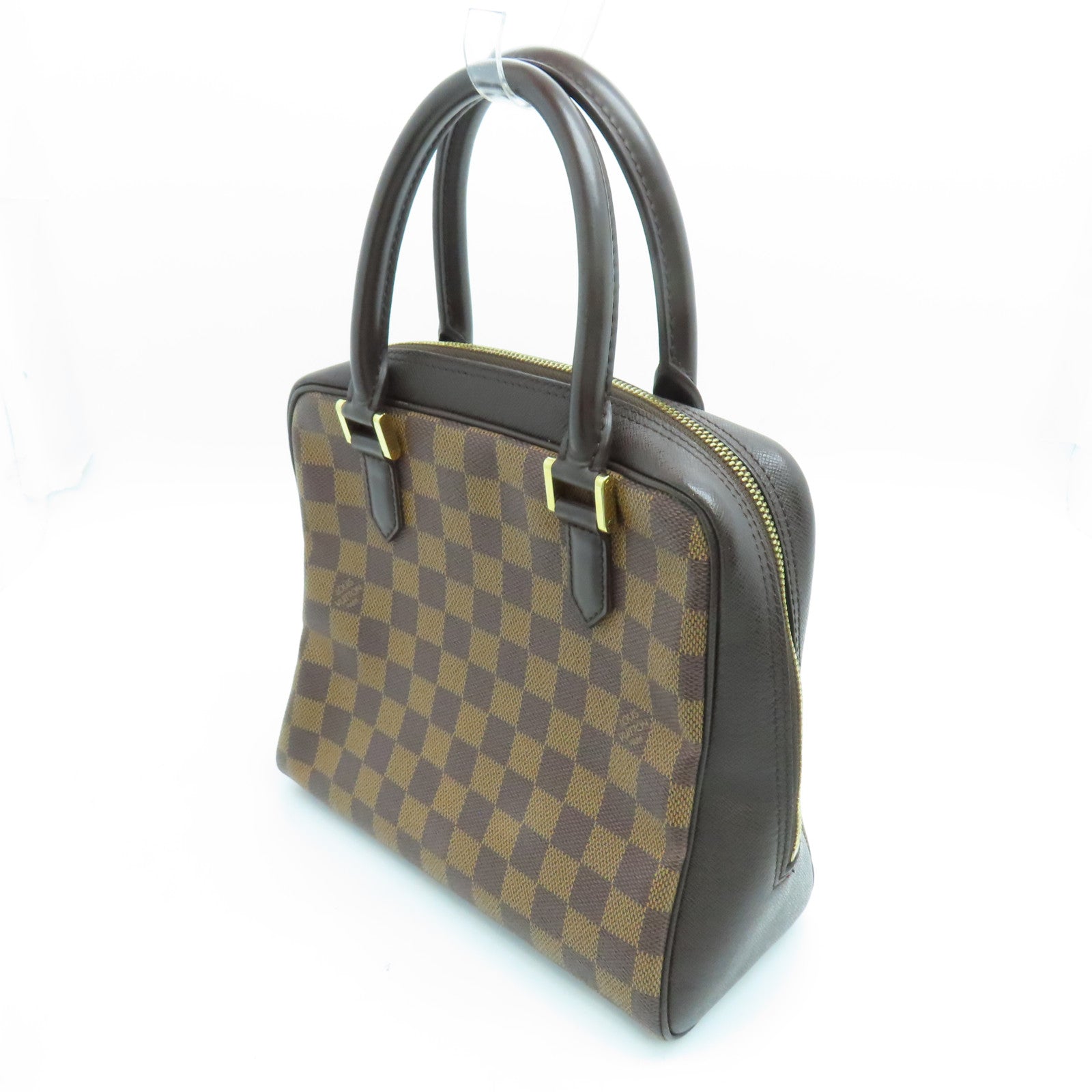 LOUIS VUITTON Damier皮革Brera金扣手挽袋啡色