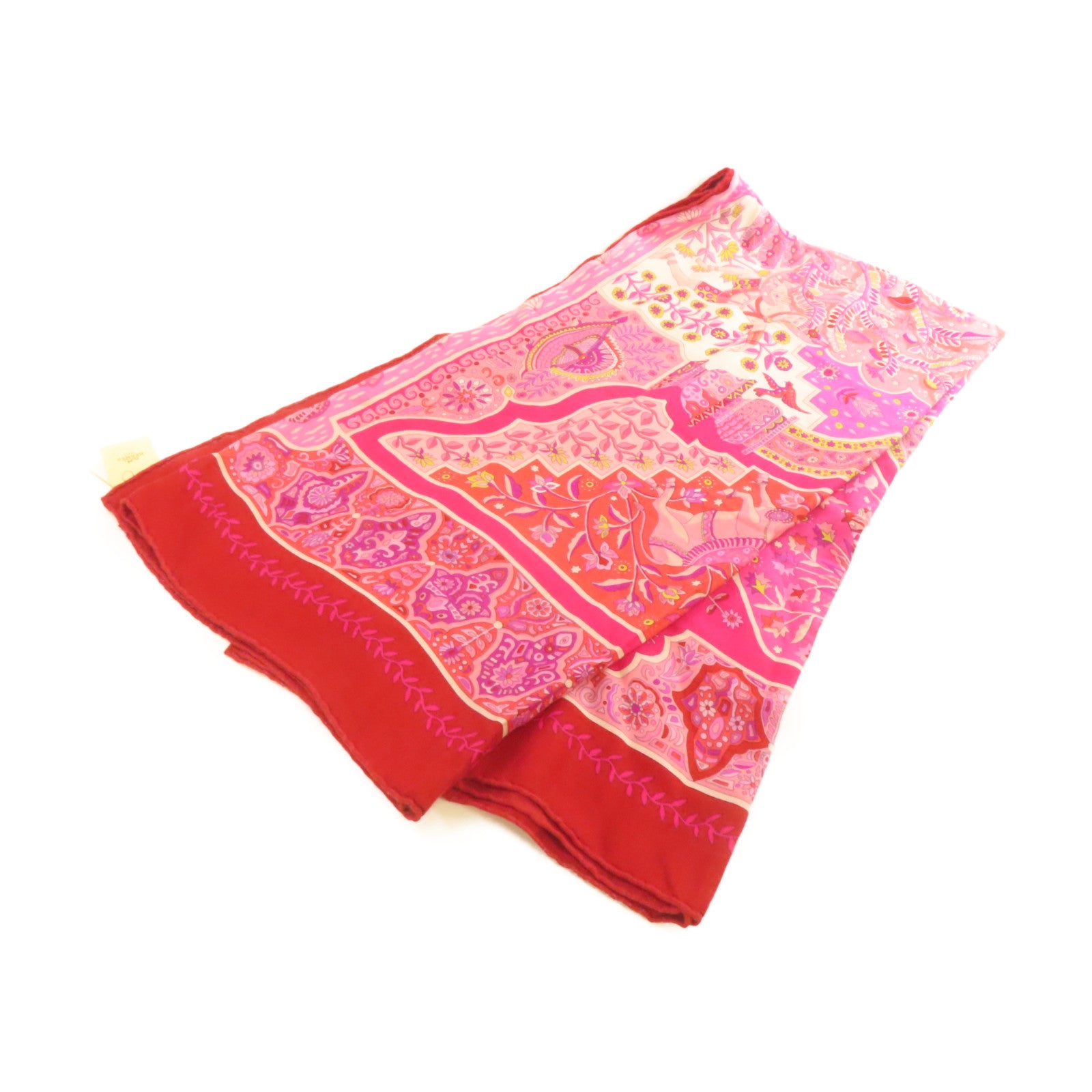 HERMES 羊絨/絲質Scarf 140x140絲巾粉紅色/彩色