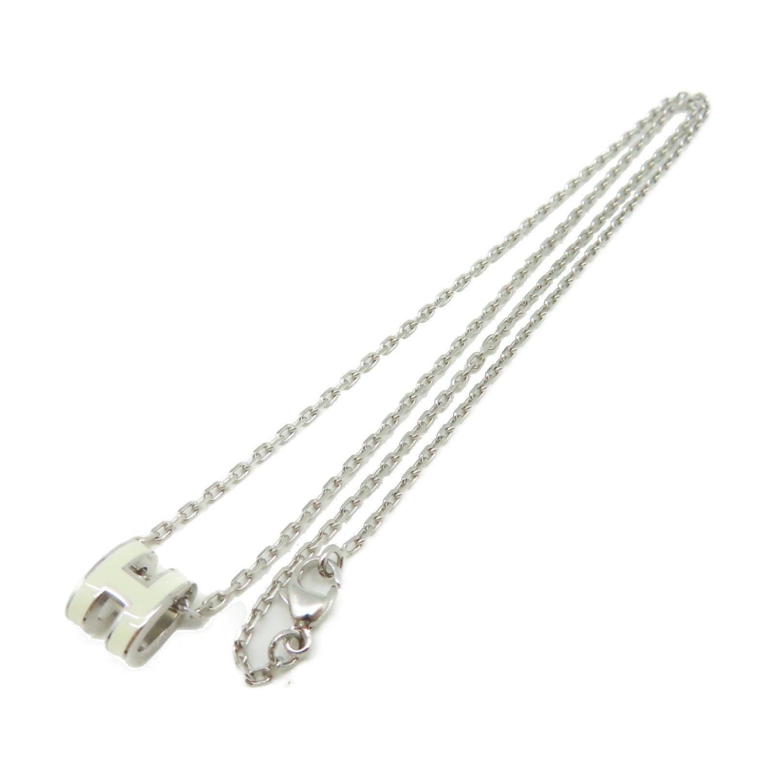 HERMES 金屬Mini Pop H Necklace項鏈白色/銀色