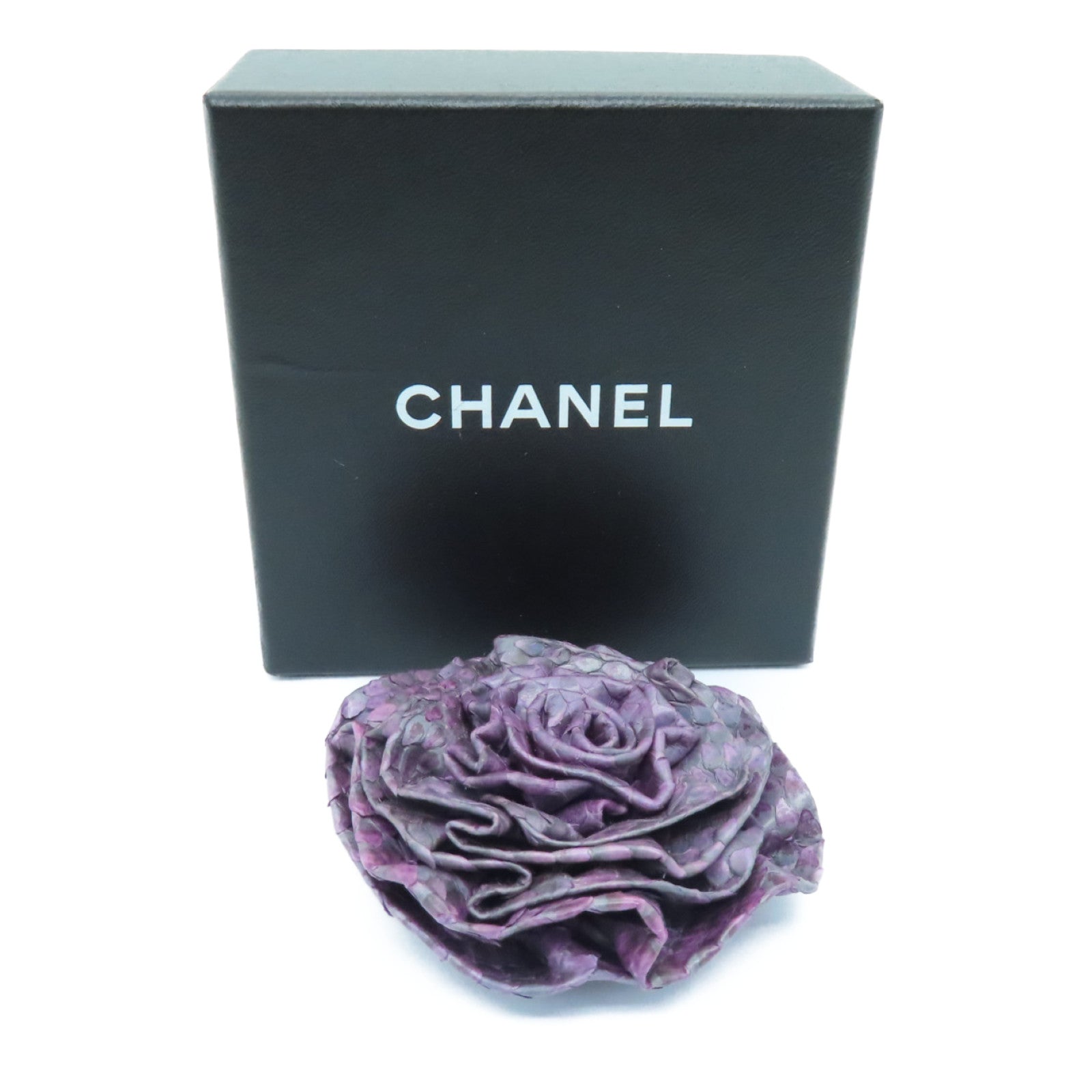 CHANEL Leather Brooch Gold Buckle Brooch Purple