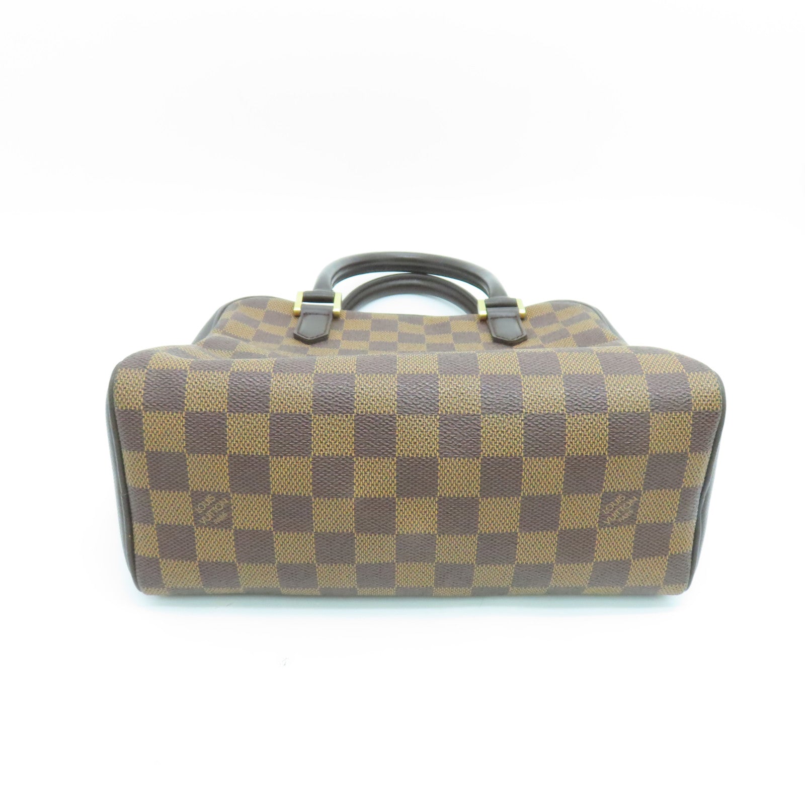 LOUIS VUITTON Damier皮革Brera金扣手挽袋啡色