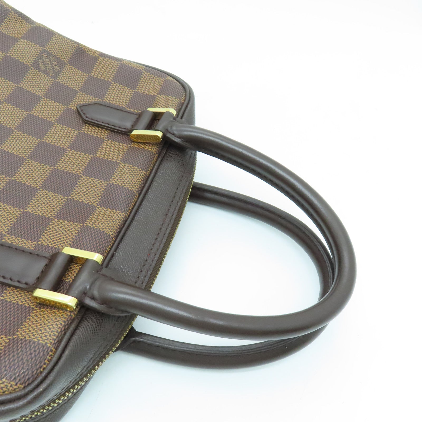LOUIS VUITTON Damier皮革Brera金扣手挽袋啡色