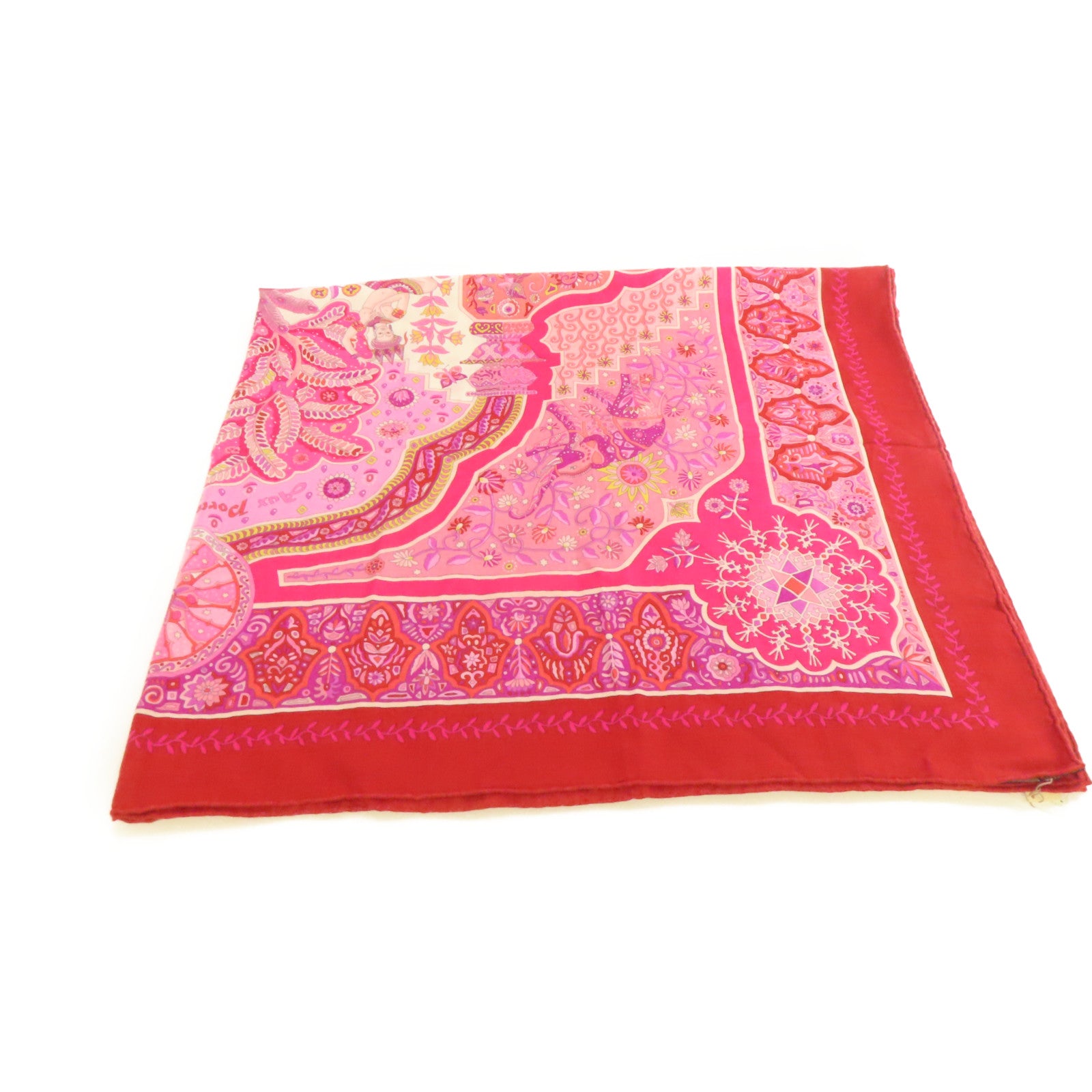 HERMES 羊絨/絲質Scarf 140x140絲巾粉紅色/彩色
