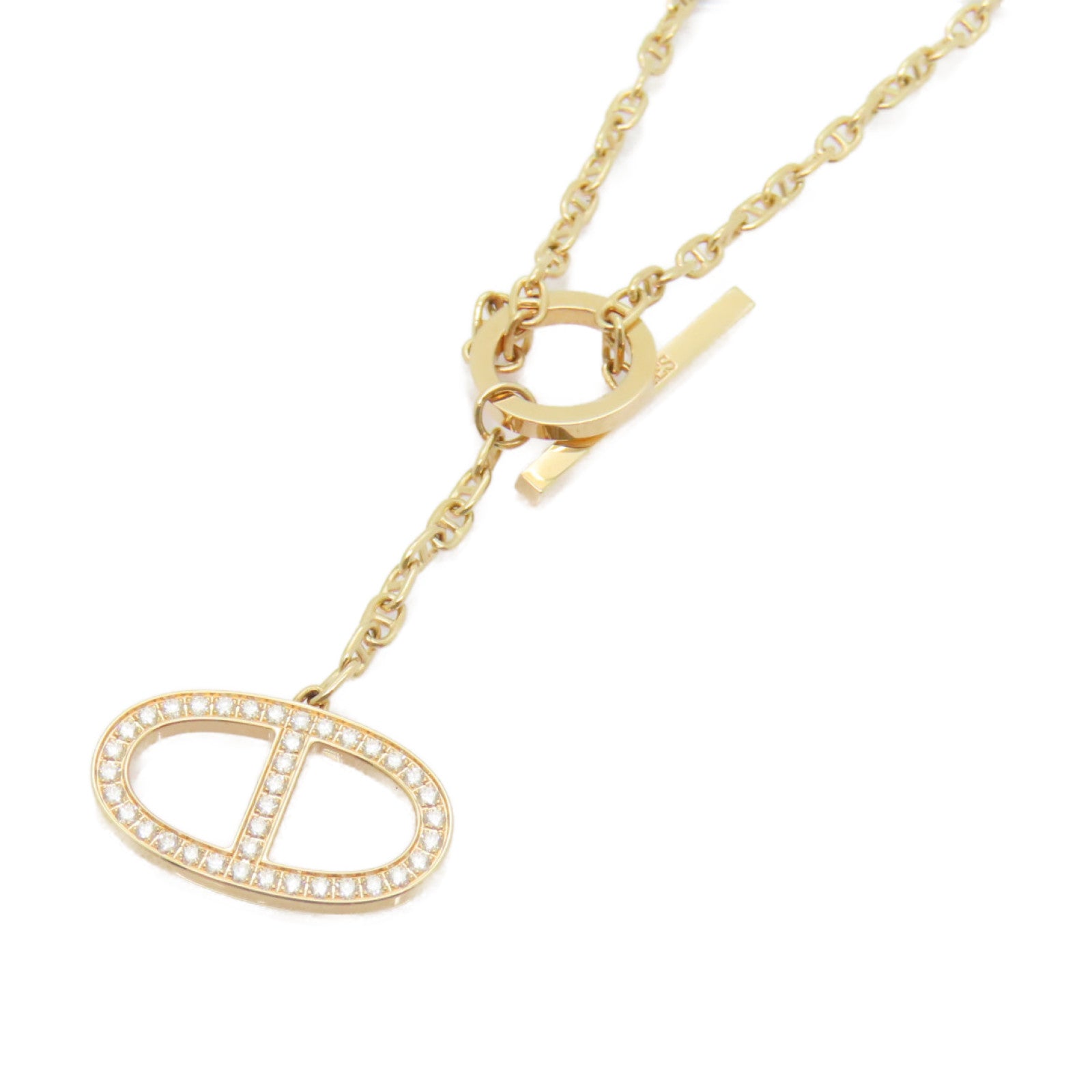 HERMES 【激減優惠】18K玫瑰金Chaine D ancre Necklace 0.30ct鑽石項鍊