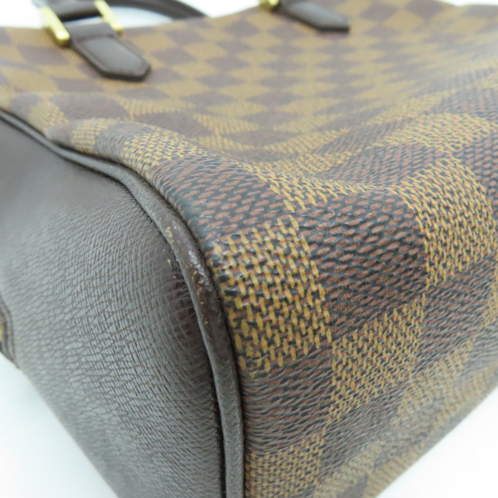 LOUIS VUITTON Damier皮革Brera金扣手挽袋啡色