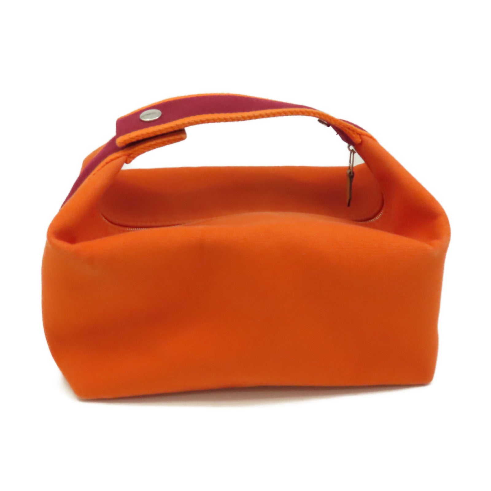 HERMES 【激減優惠】帆布Bride-a-Brac Hand Bag銀扣手挽袋橙色