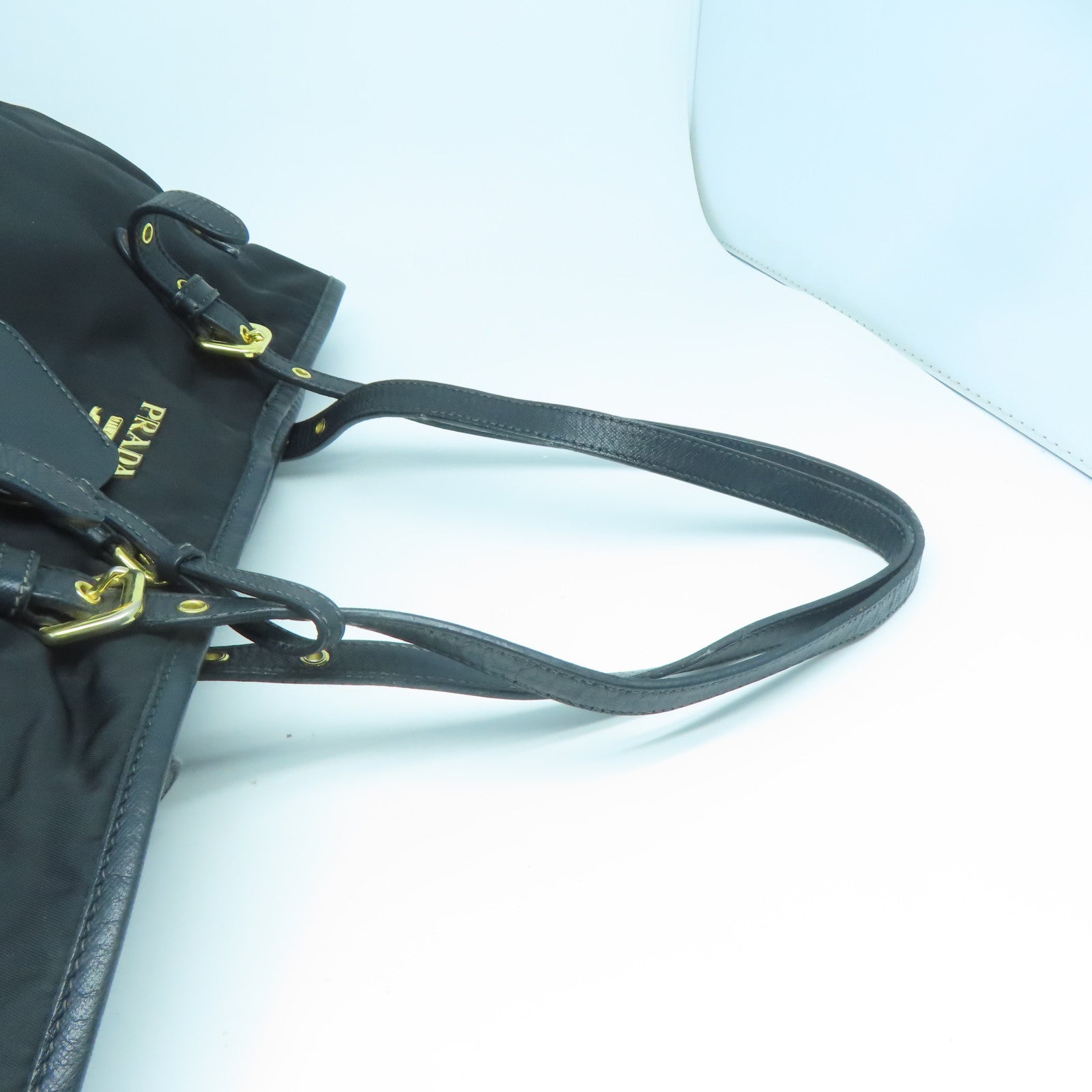 PRADA 尼龙Tote Bag金扣手挽肩背两用袋黑色