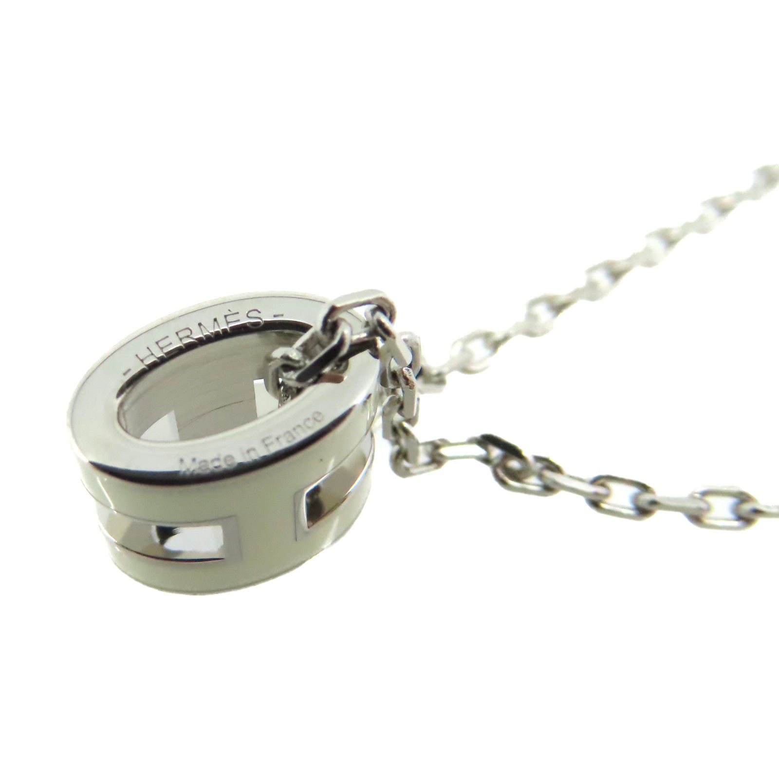 HERMES 金屬Mini Pop H Necklace項鏈白色/銀色