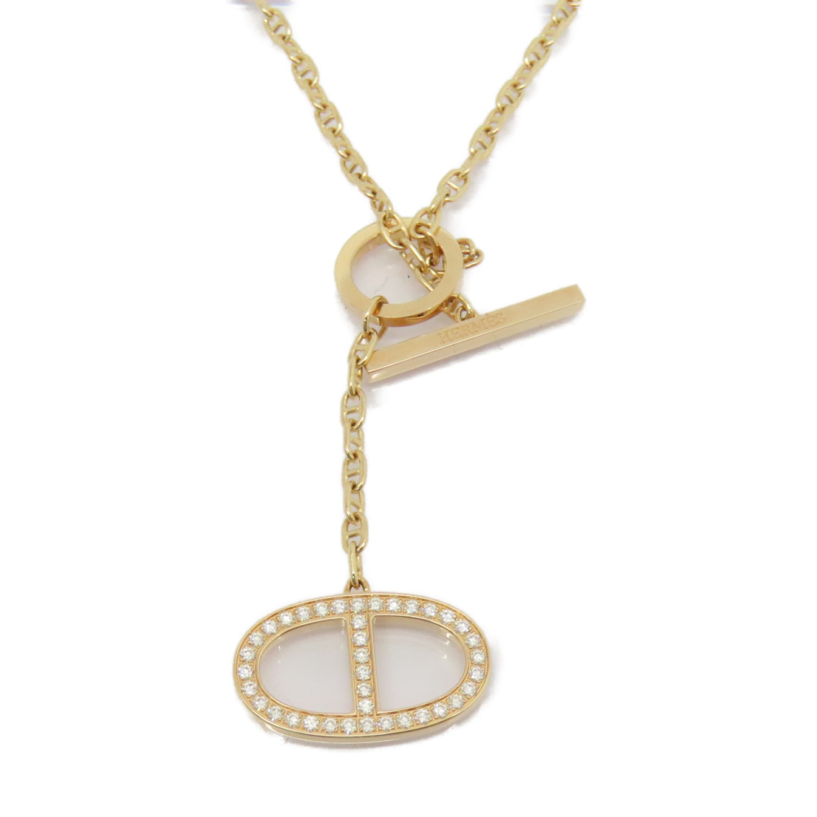 HERMES 【激減優惠】18K玫瑰金Chaine D ancre Necklace 0.30ct鑽石項鍊