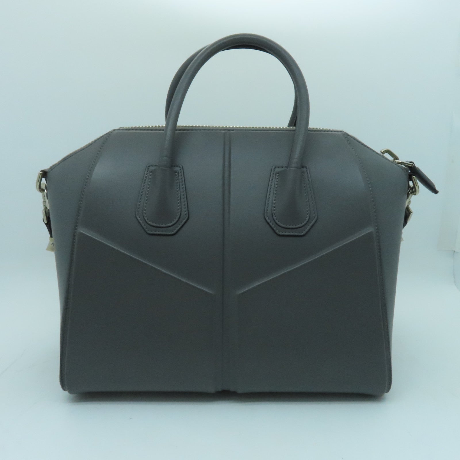 GIVENCHY 牛皮皮革Shoulder Bag銀扣肩背袋灰色