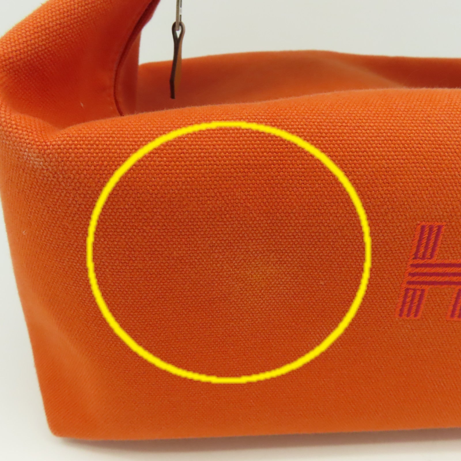 HERMES 【激減優惠】帆布Bride-a-Brac Hand Bag銀扣手挽袋橙色