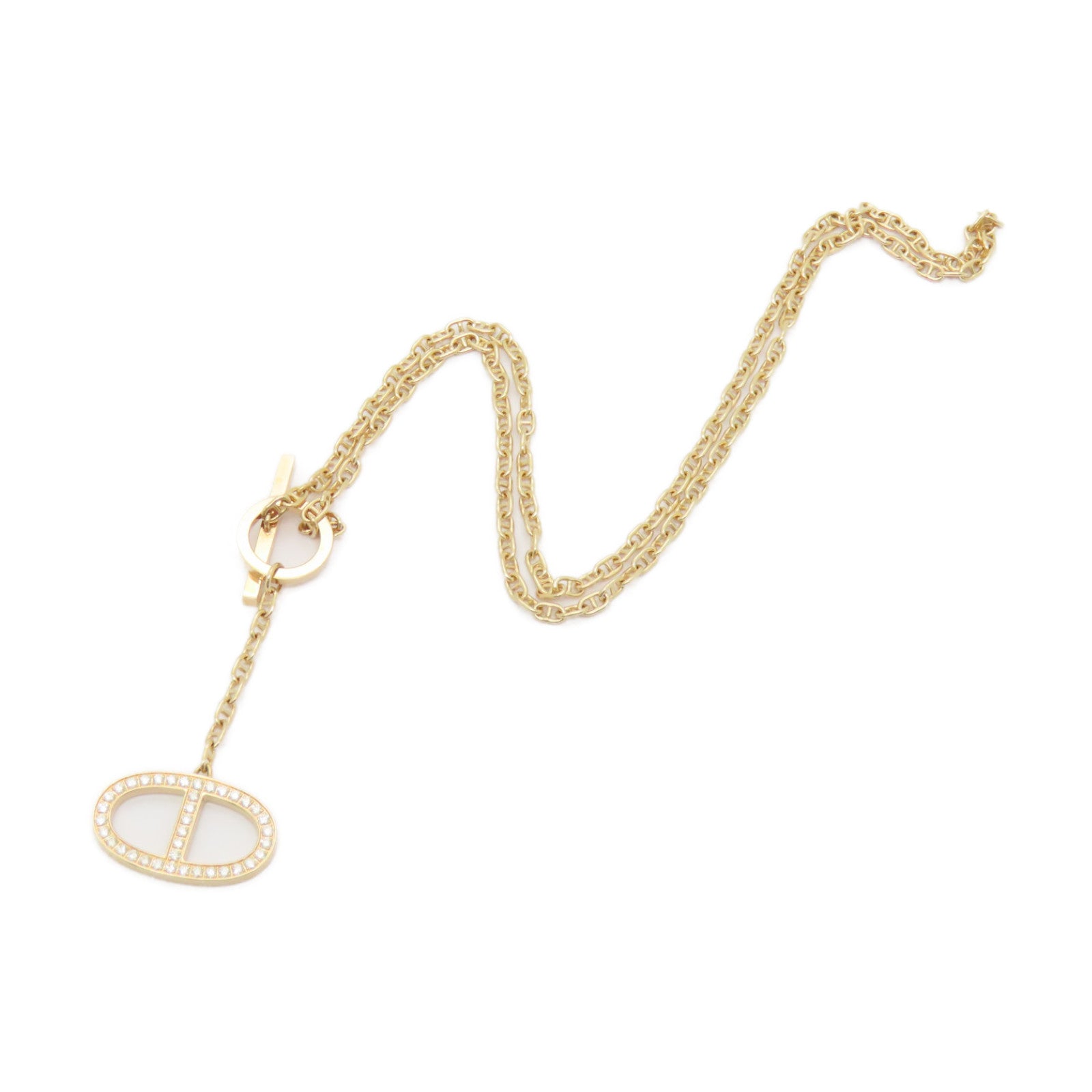 HERMES 【激減優惠】18K玫瑰金Chaine D ancre Necklace 0.30ct鑽石項鍊