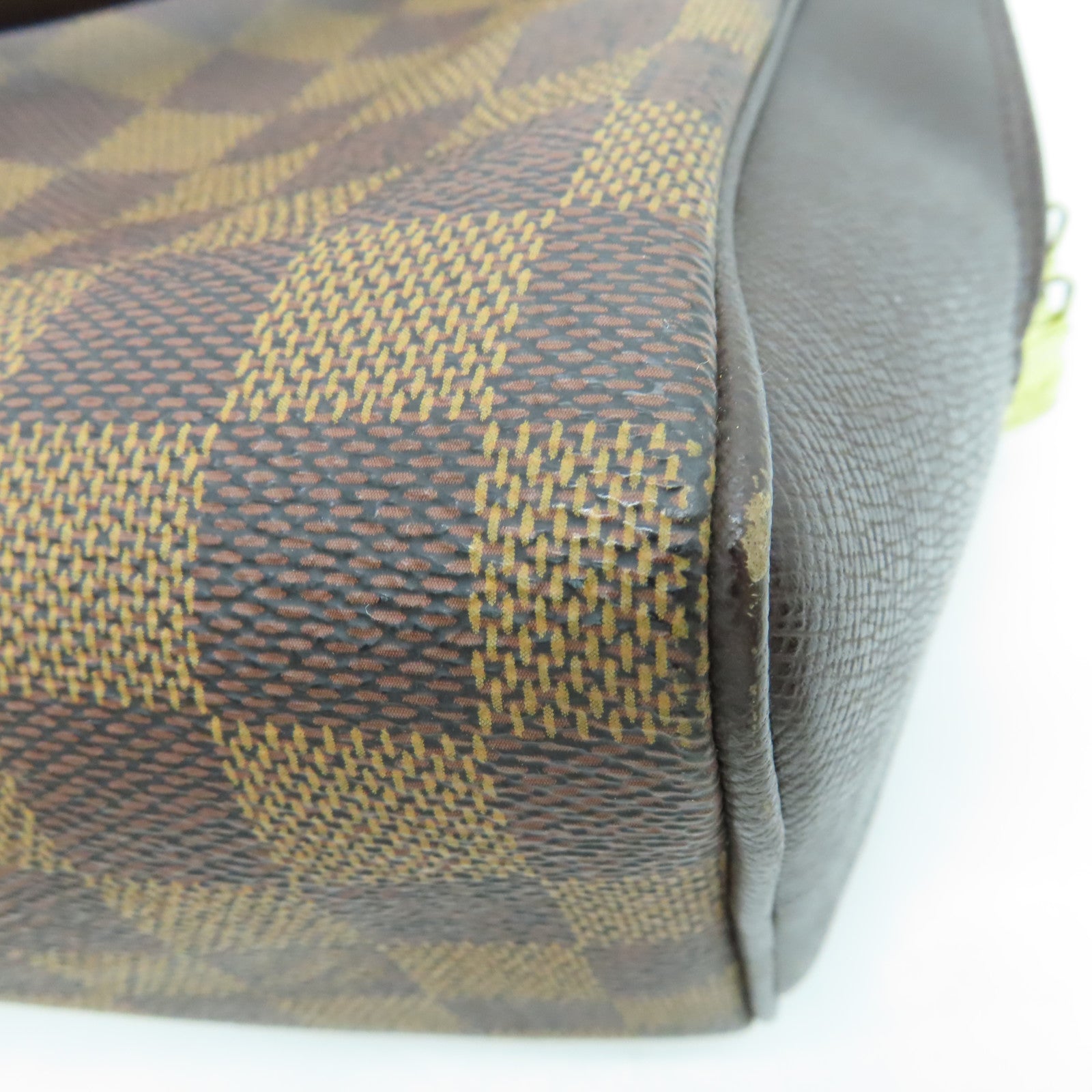 LOUIS VUITTON Damier皮革Brera金扣手挽袋啡色