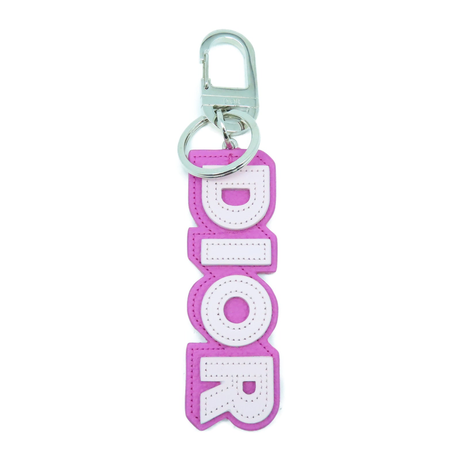 Dior 皮革Key Ring銀扣鑰匙圈粉紅色