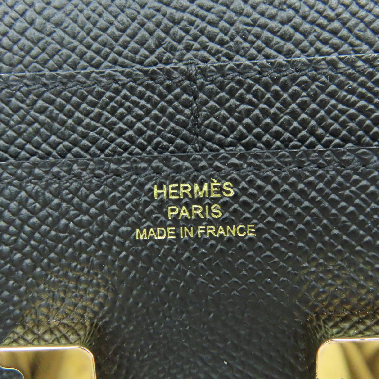 HERMES Epsom皮革Constance Wallet金扣短錢包Noir黑色