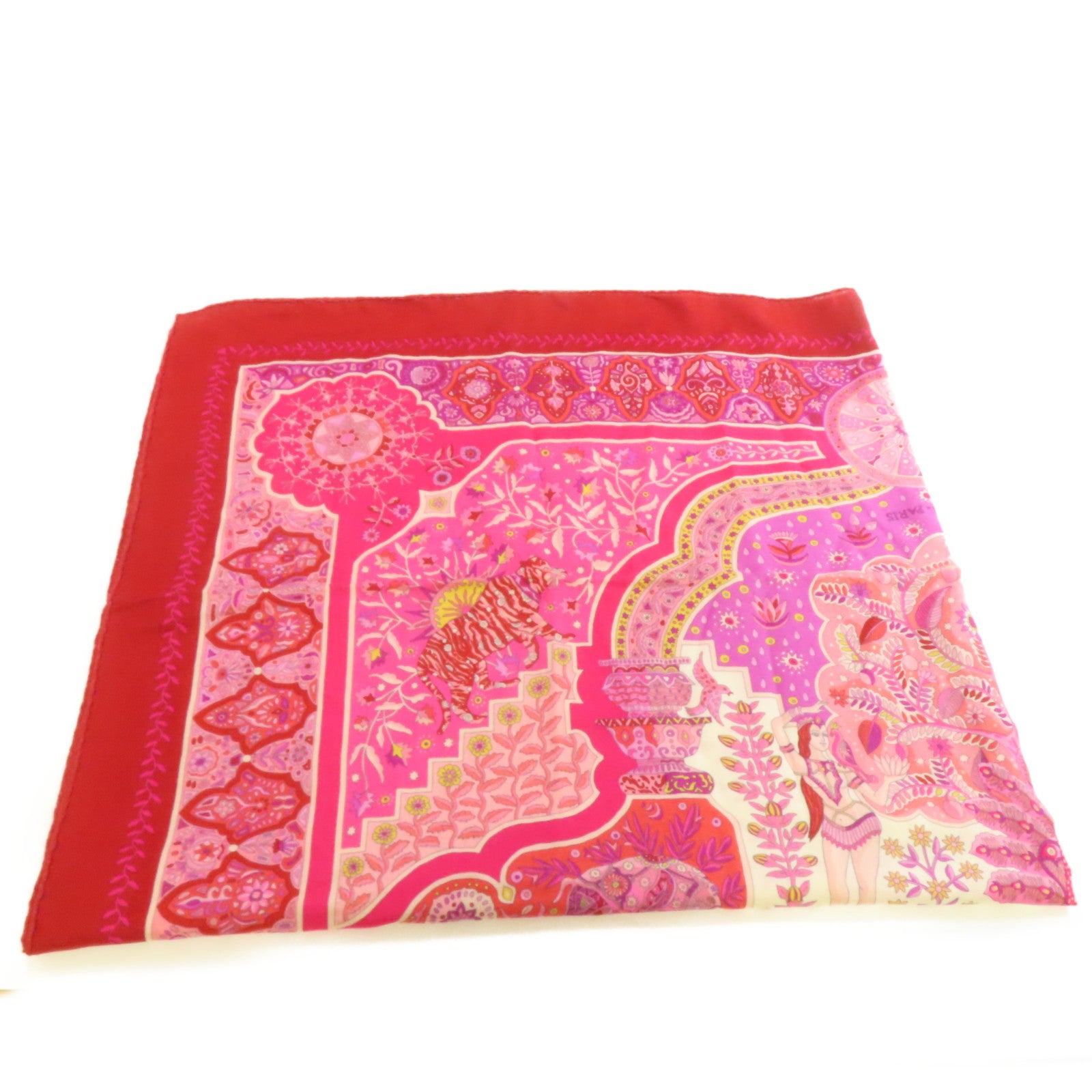HERMES 羊絨/絲質Scarf 140x140絲巾粉紅色/彩色