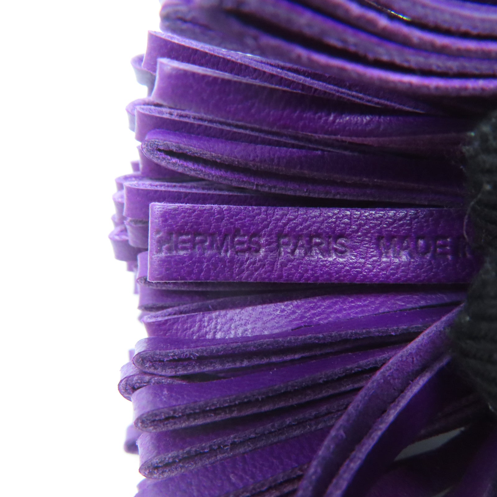 HERMES Swift皮革Carmen銀扣鎖匙扣紫色