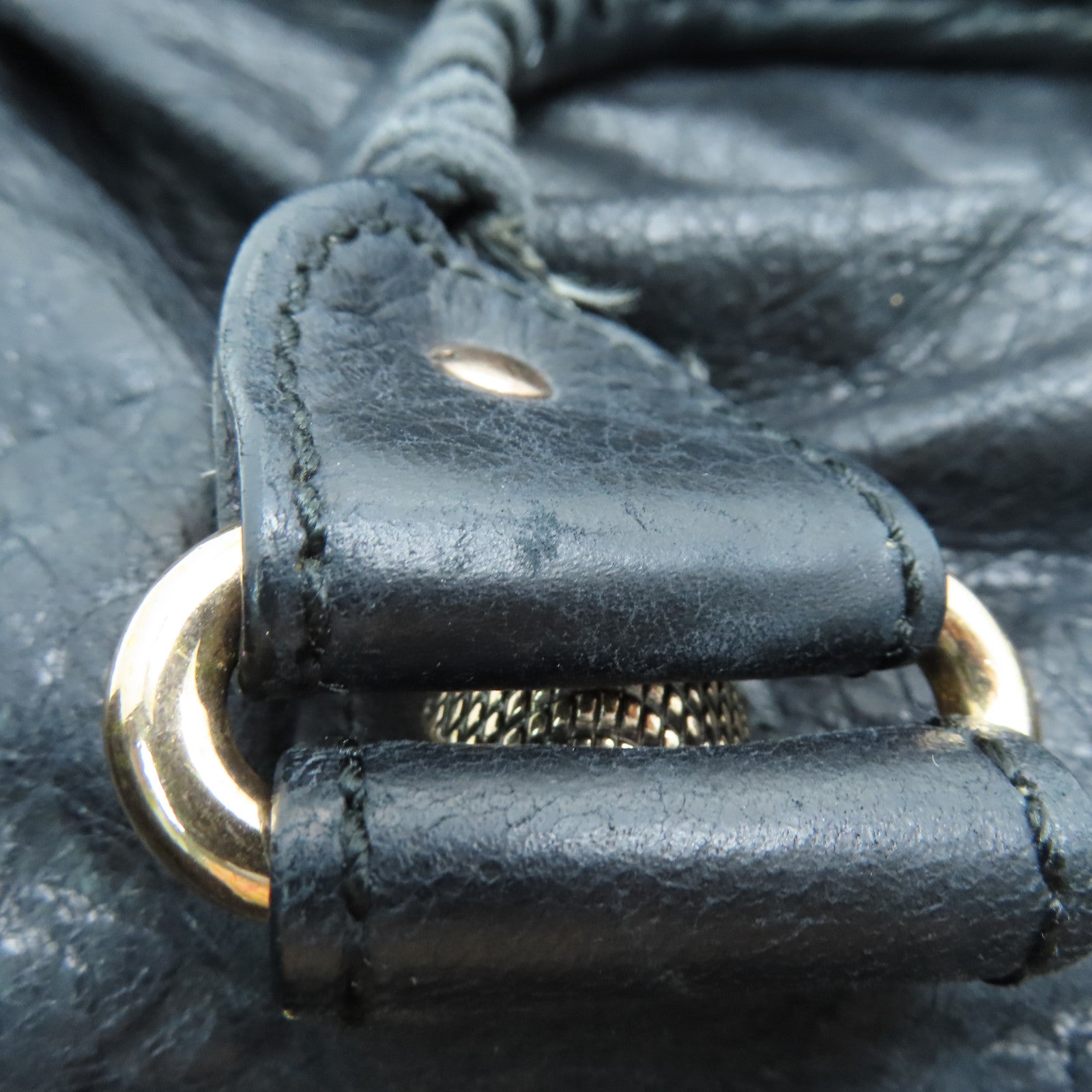 BALENCIAGA 羊皮皮革Shoulder Bag金扣手挽肩背两用袋黑色