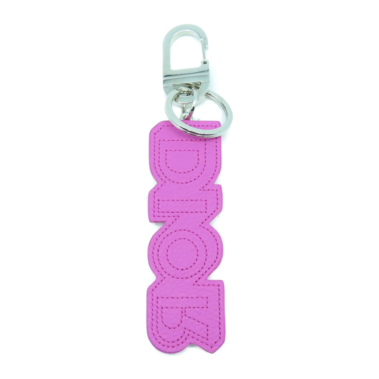 Dior 皮革Key Ring銀扣鑰匙圈粉紅色