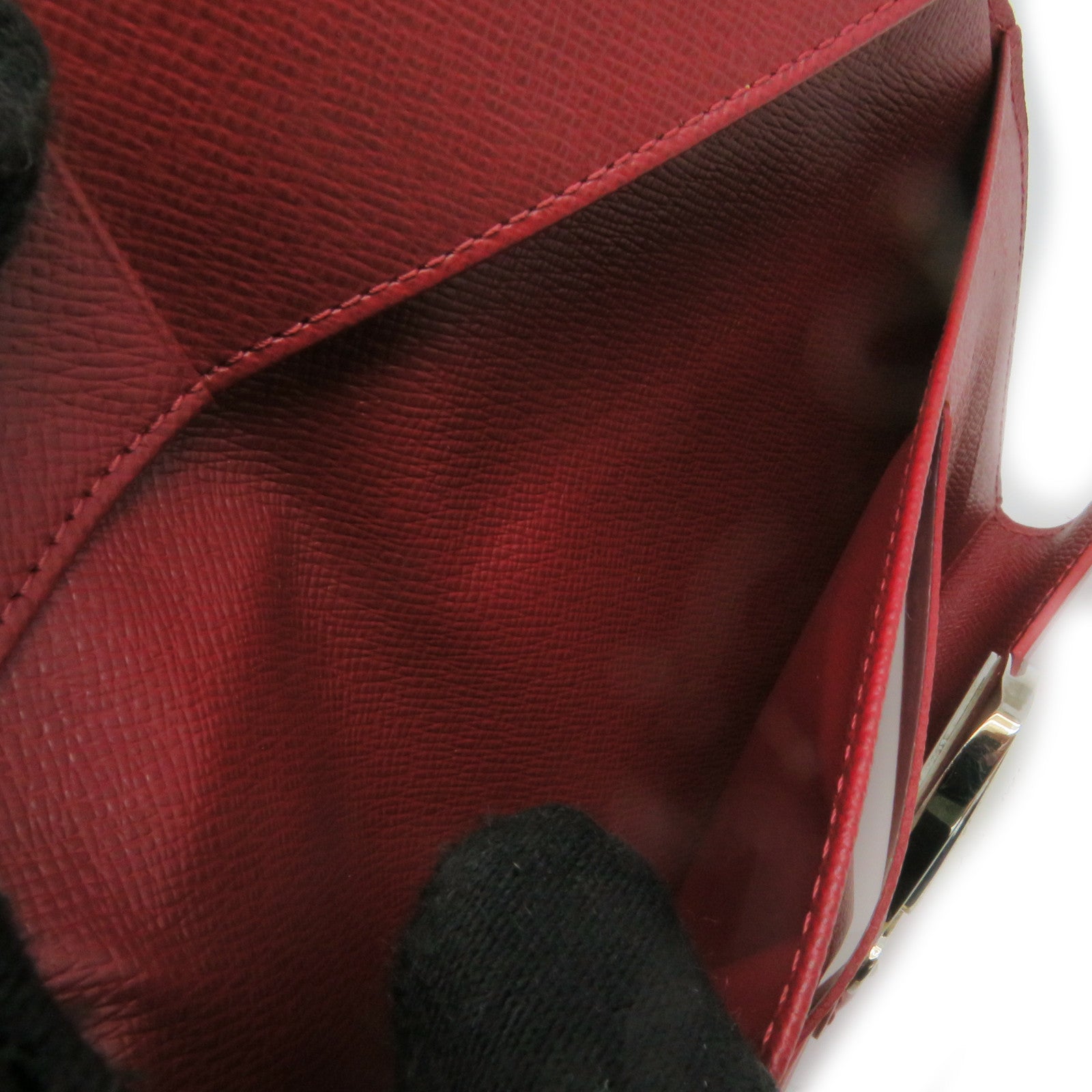 LOUIS VUITTON Epi Long Wallet silver buckle long wallet wine red