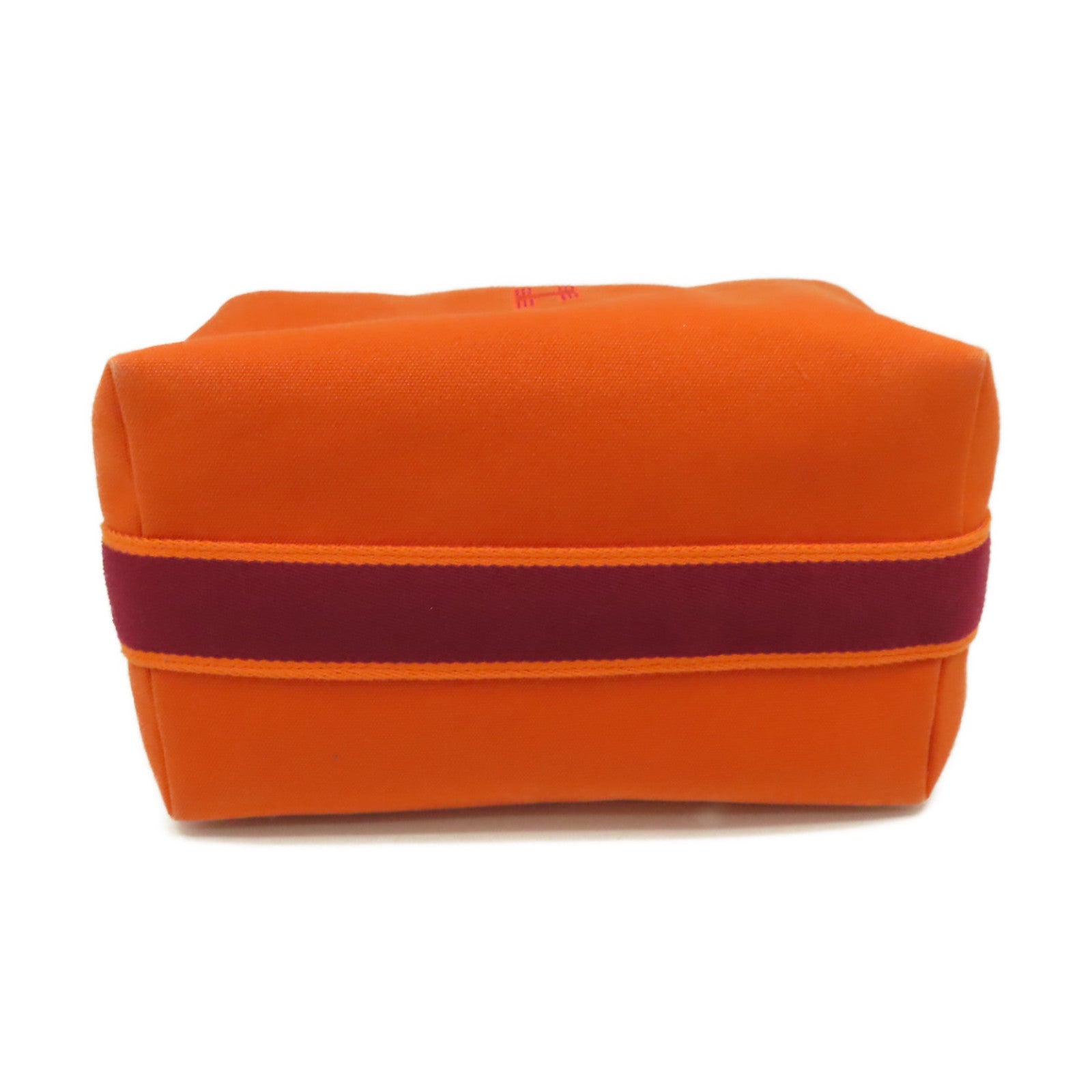 HERMES 【激減優惠】帆布Bride-a-Brac Hand Bag銀扣手挽袋橙色