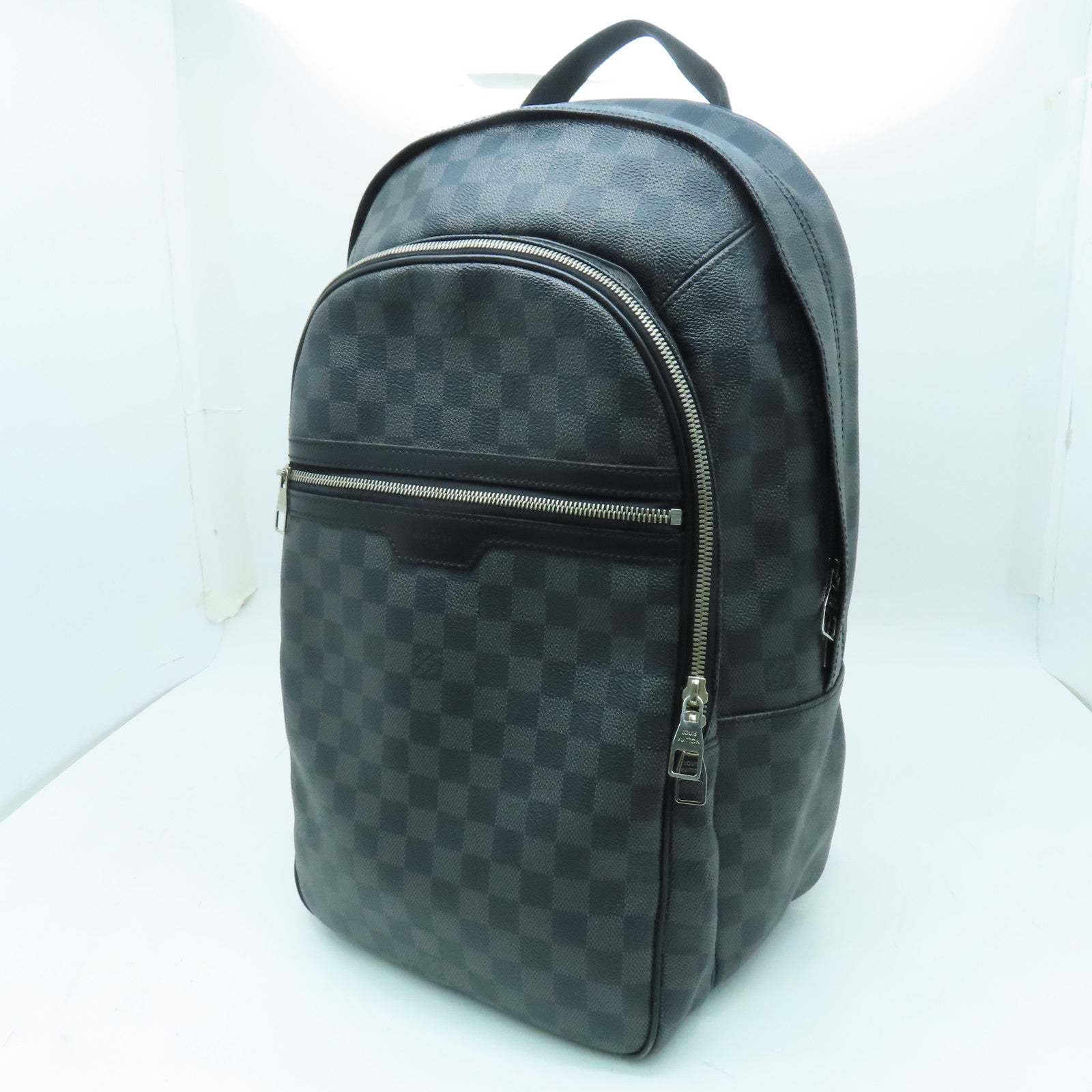 LOUIS VUITTON Damier Michael Backpack銀扣背包黑色