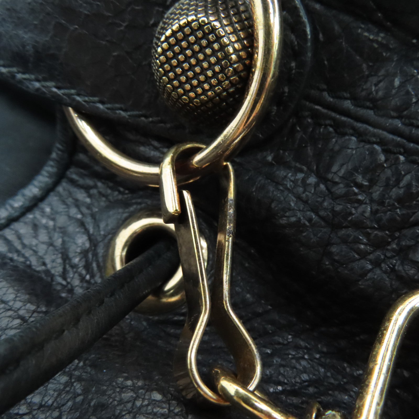 BALENCIAGA 羊皮皮革Shoulder Bag金扣手挽肩背两用袋黑色