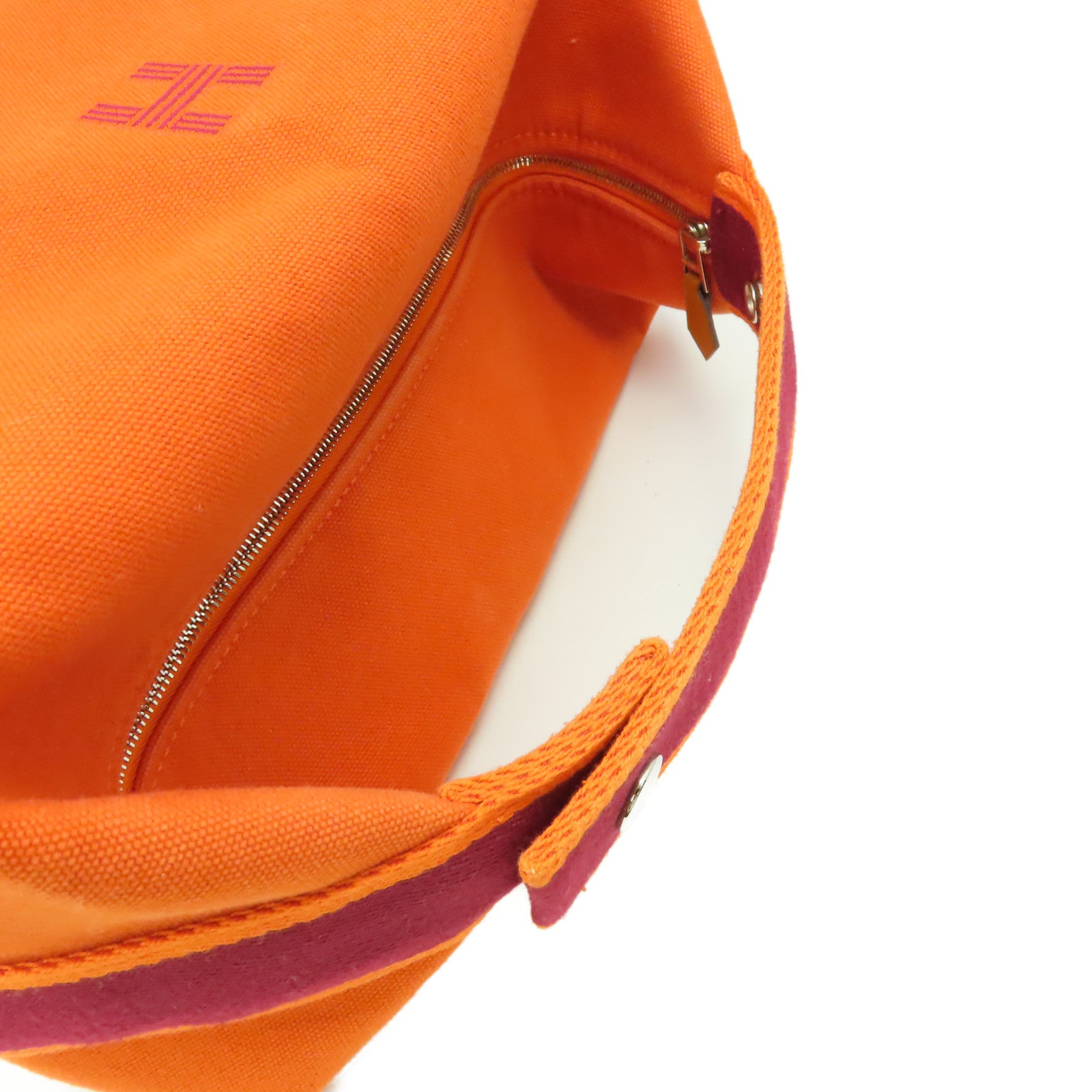 HERMES 【激減優惠】帆布Bride-a-Brac Hand Bag銀扣手挽袋橙色