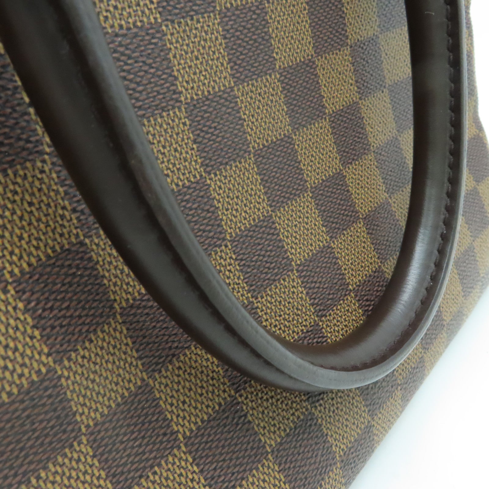 LOUIS VUITTON Damier皮革Brera金扣手挽袋啡色