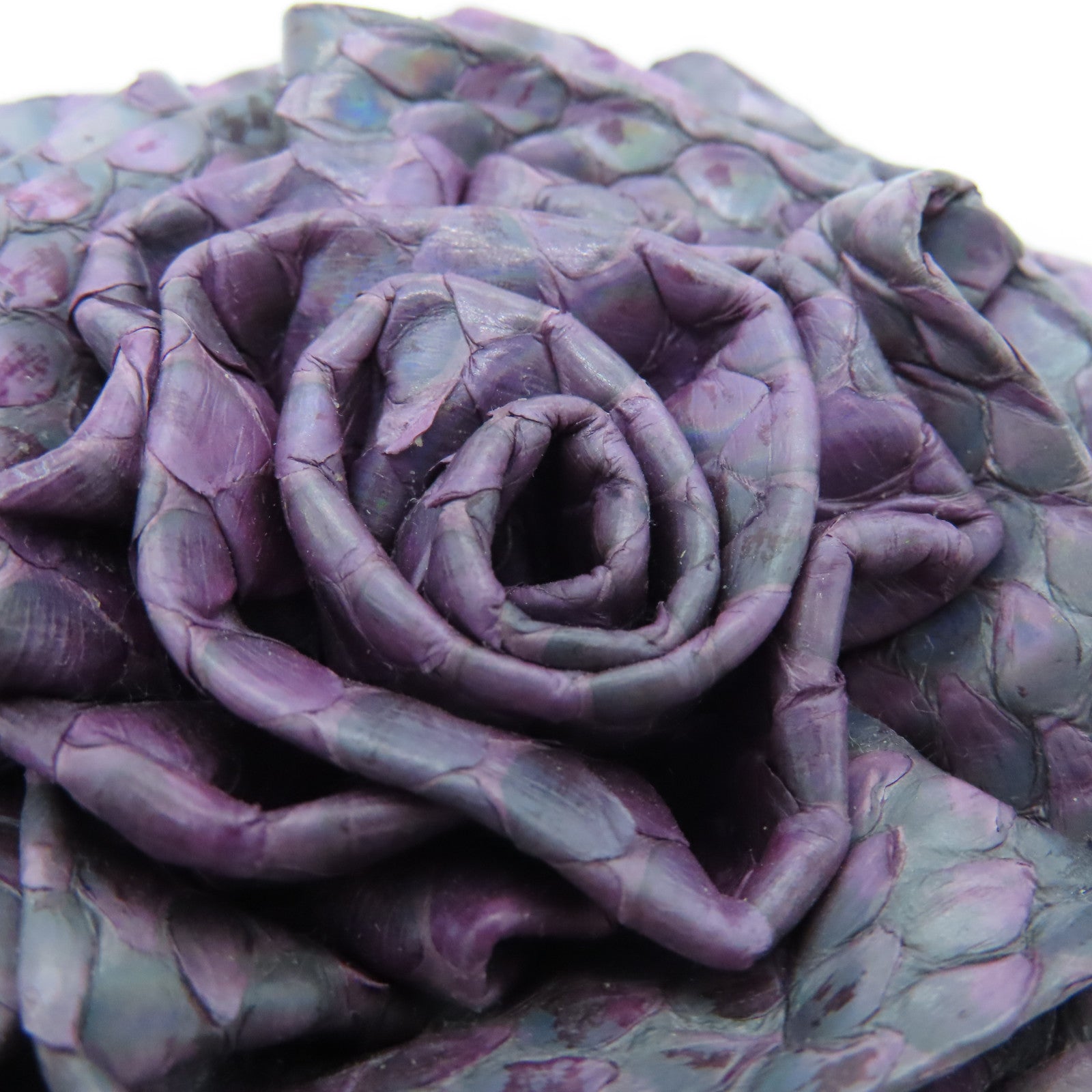CHANEL Leather Brooch Gold Buckle Brooch Purple
