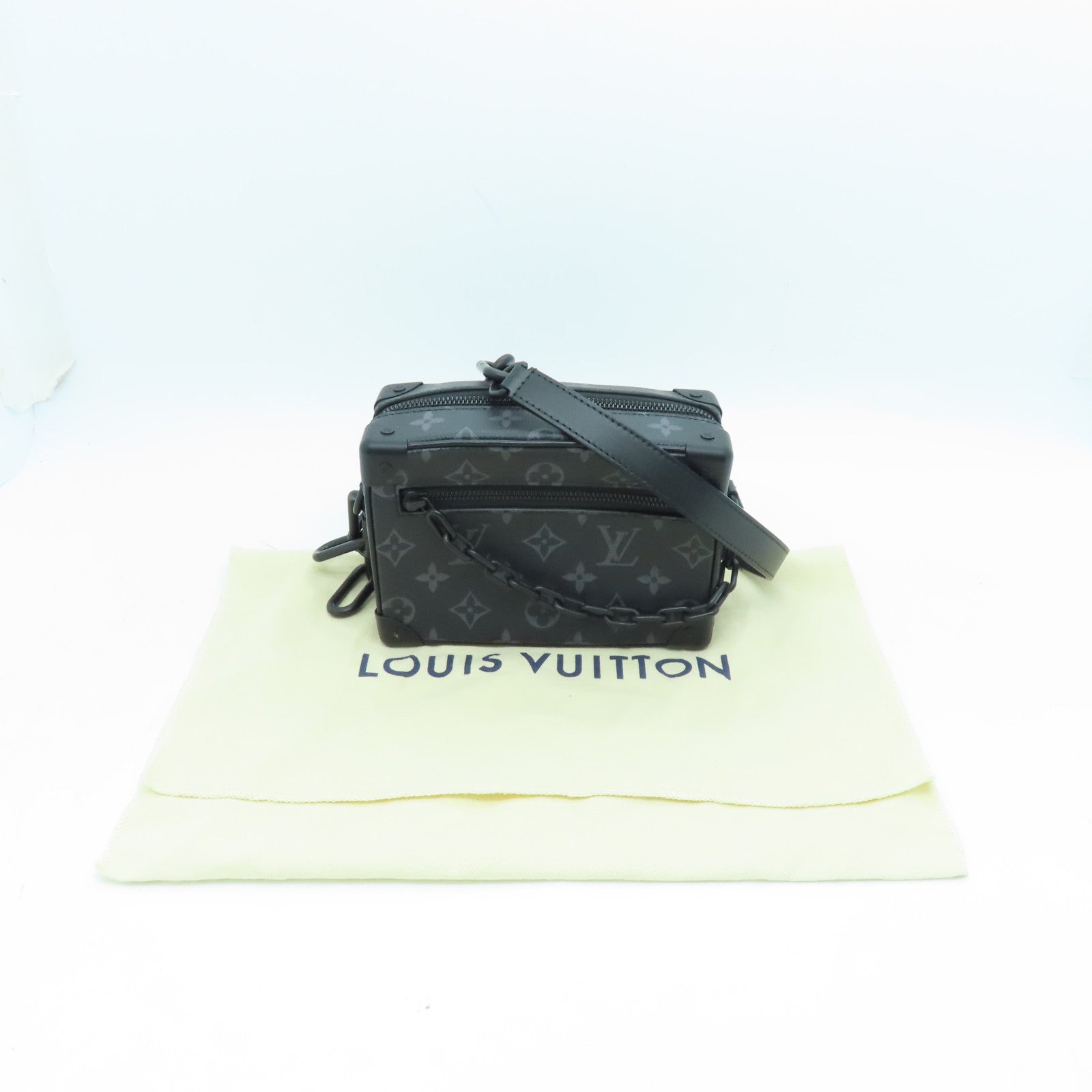 LOUIS VUITTON Monogram Eclipse Mini Soft Trunk Black Buckle Shoulder Bag Black