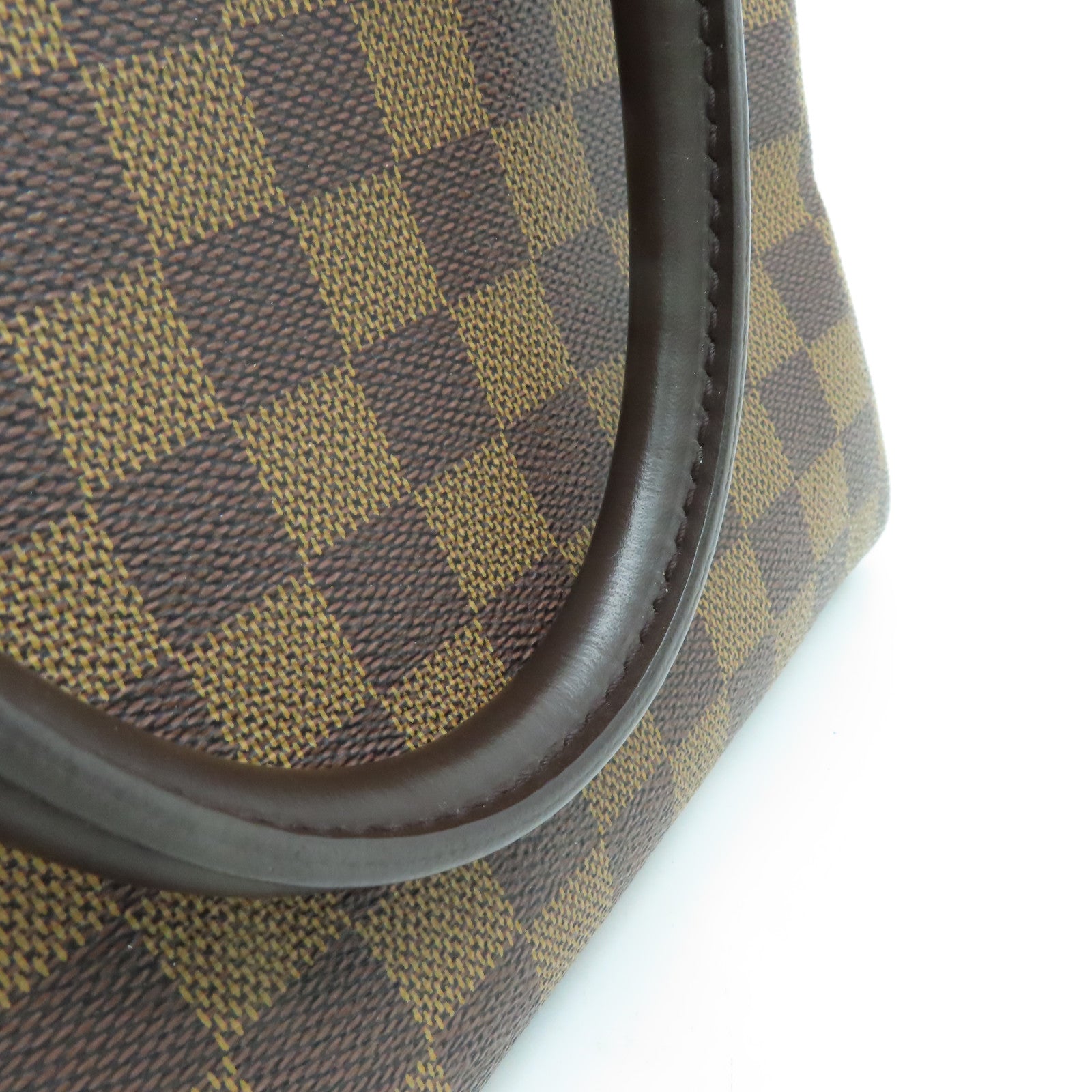 LOUIS VUITTON Damier皮革Brera金扣手挽袋啡色