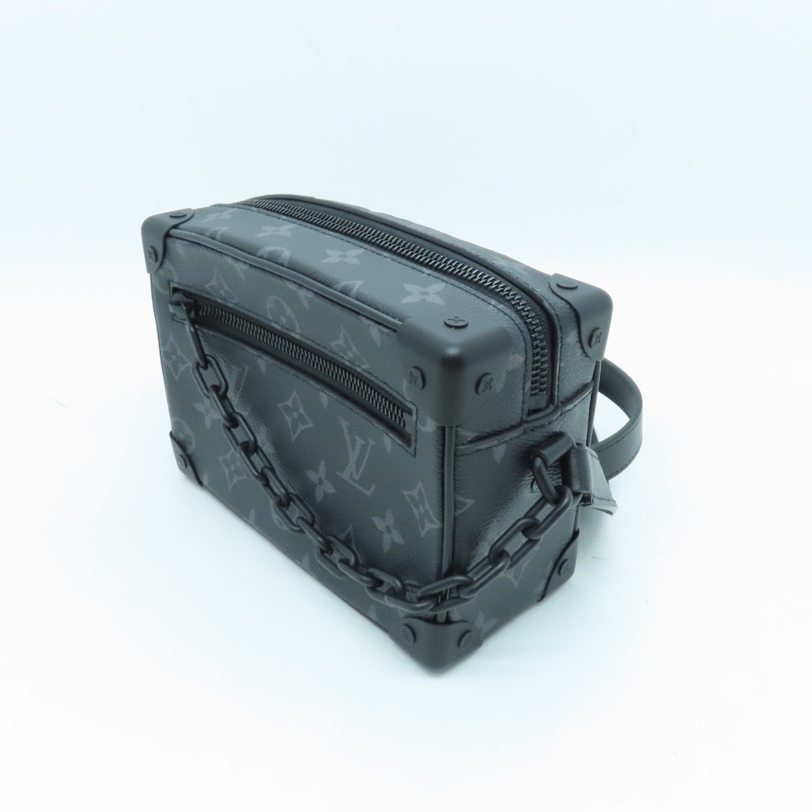LOUIS VUITTON Monogram Eclipse Mini Soft Trunk Black Buckle Shoulder Bag Black