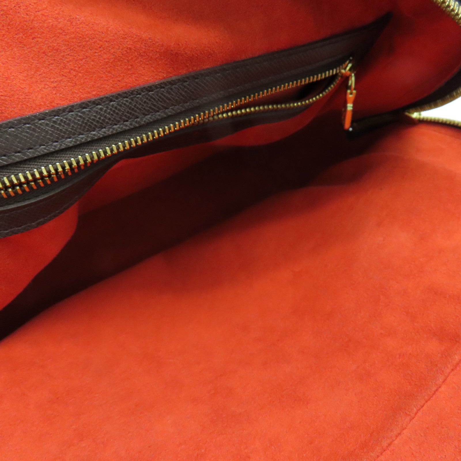 LOUIS VUITTON Damier皮革Brera金扣手挽袋啡色