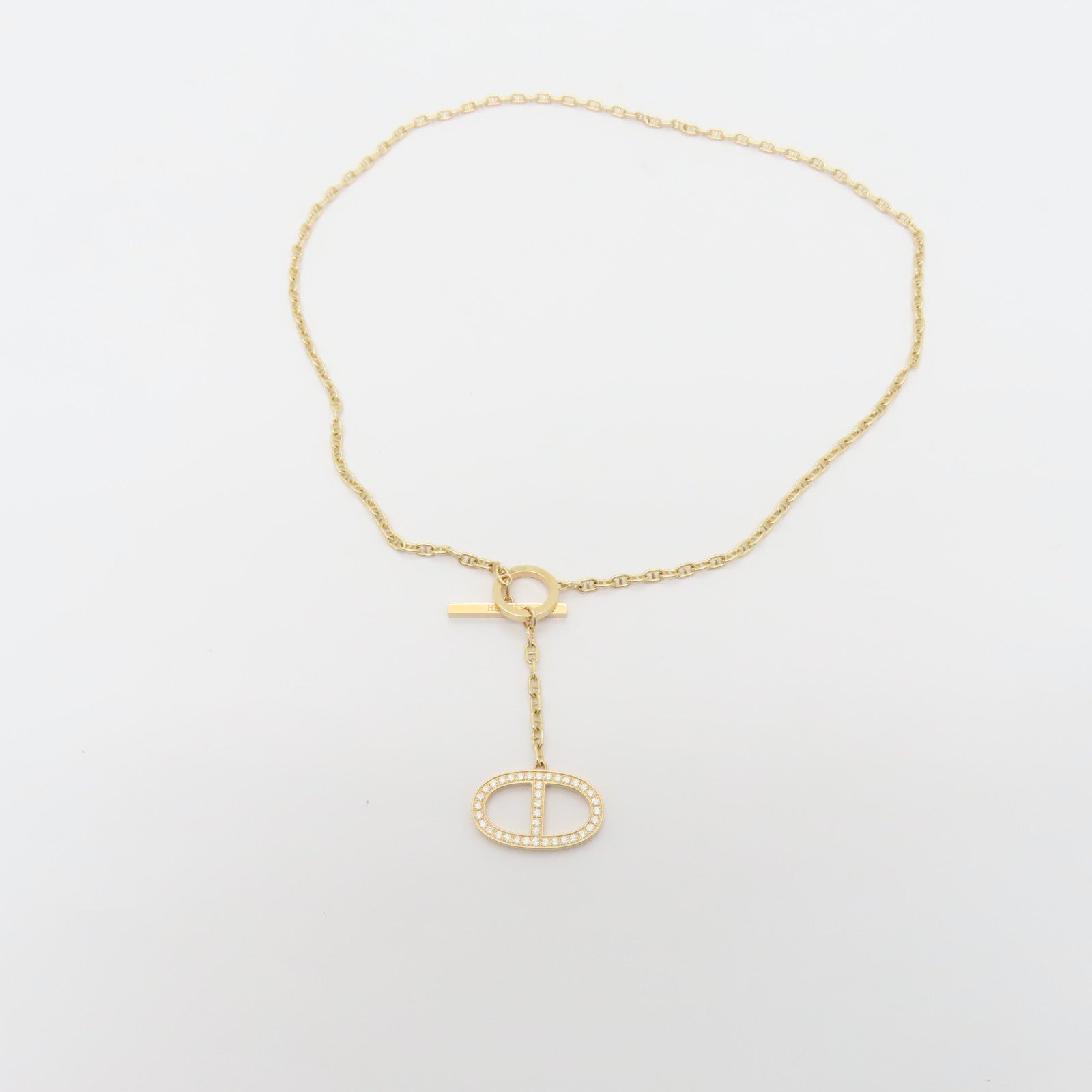 HERMES 【激減優惠】18K玫瑰金Chaine D ancre Necklace 0.30ct鑽石項鍊