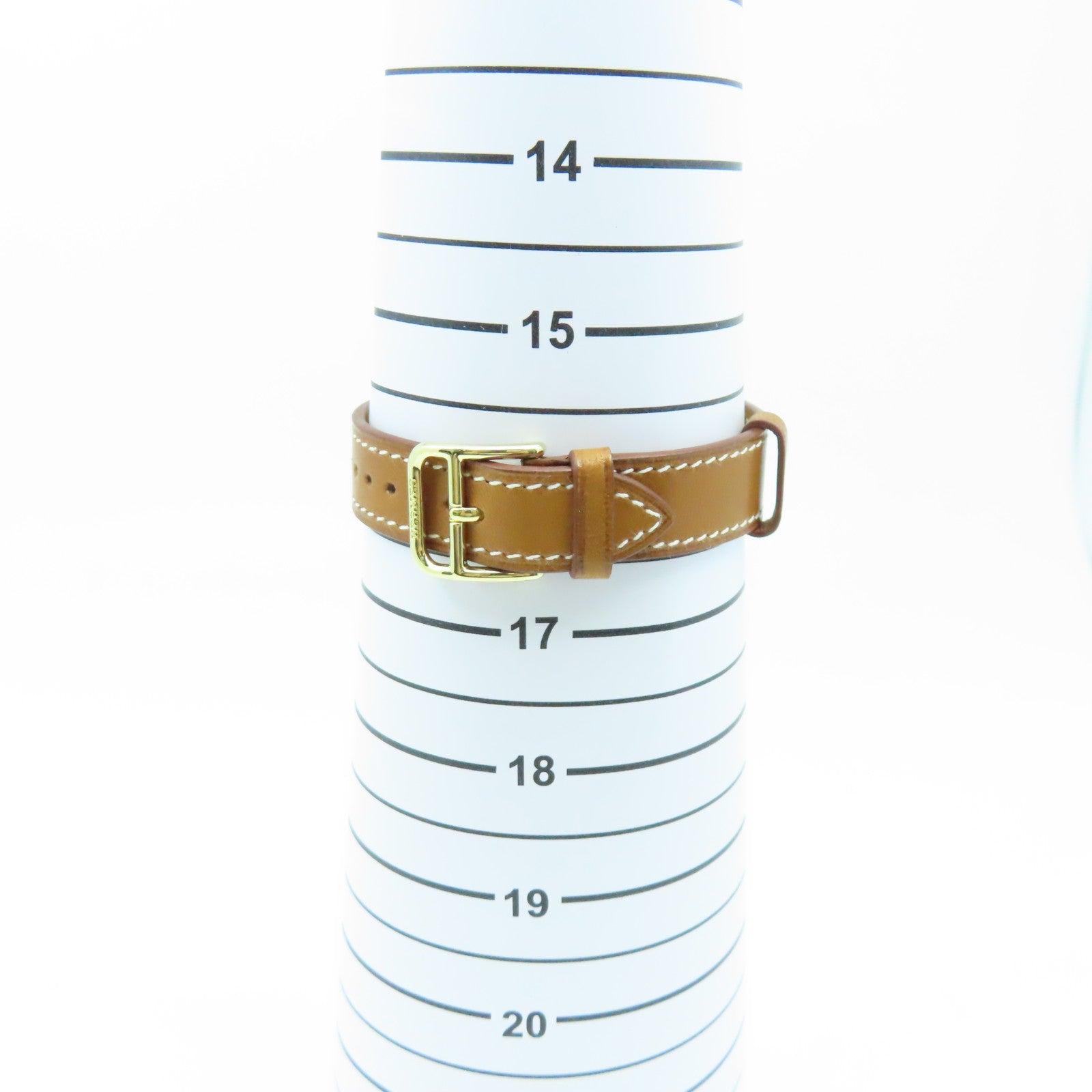 HERMES Heure H Watch 18K黃金/不鏽鋼/皮革帶石英機芯手錶白色/啡色