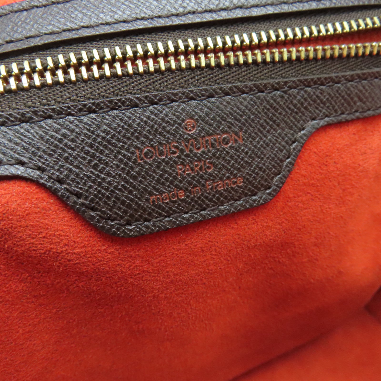 LOUIS VUITTON Damier皮革Brera金扣手挽袋啡色