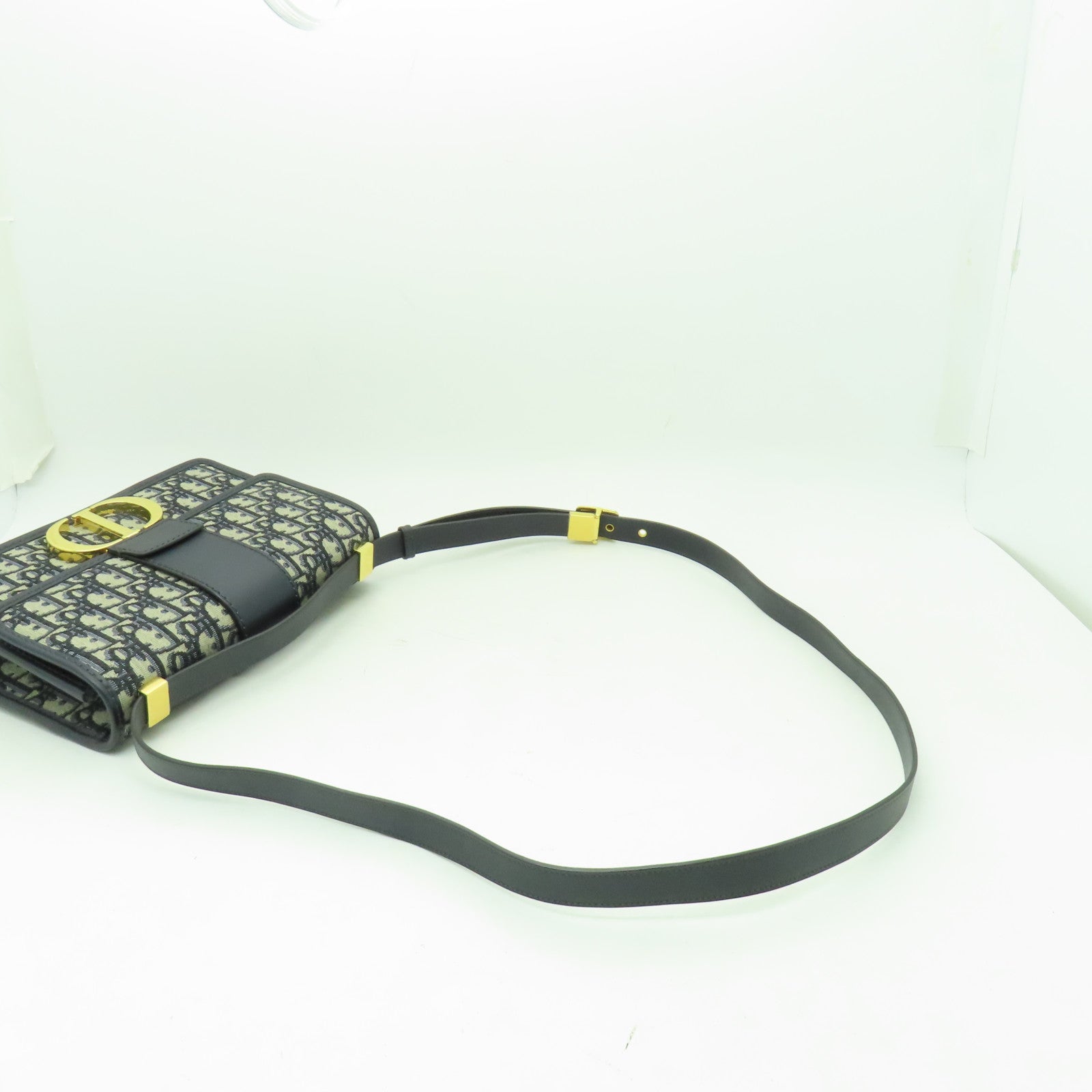 Dior 帆布30 Montaigne金扣肩背袋藍色