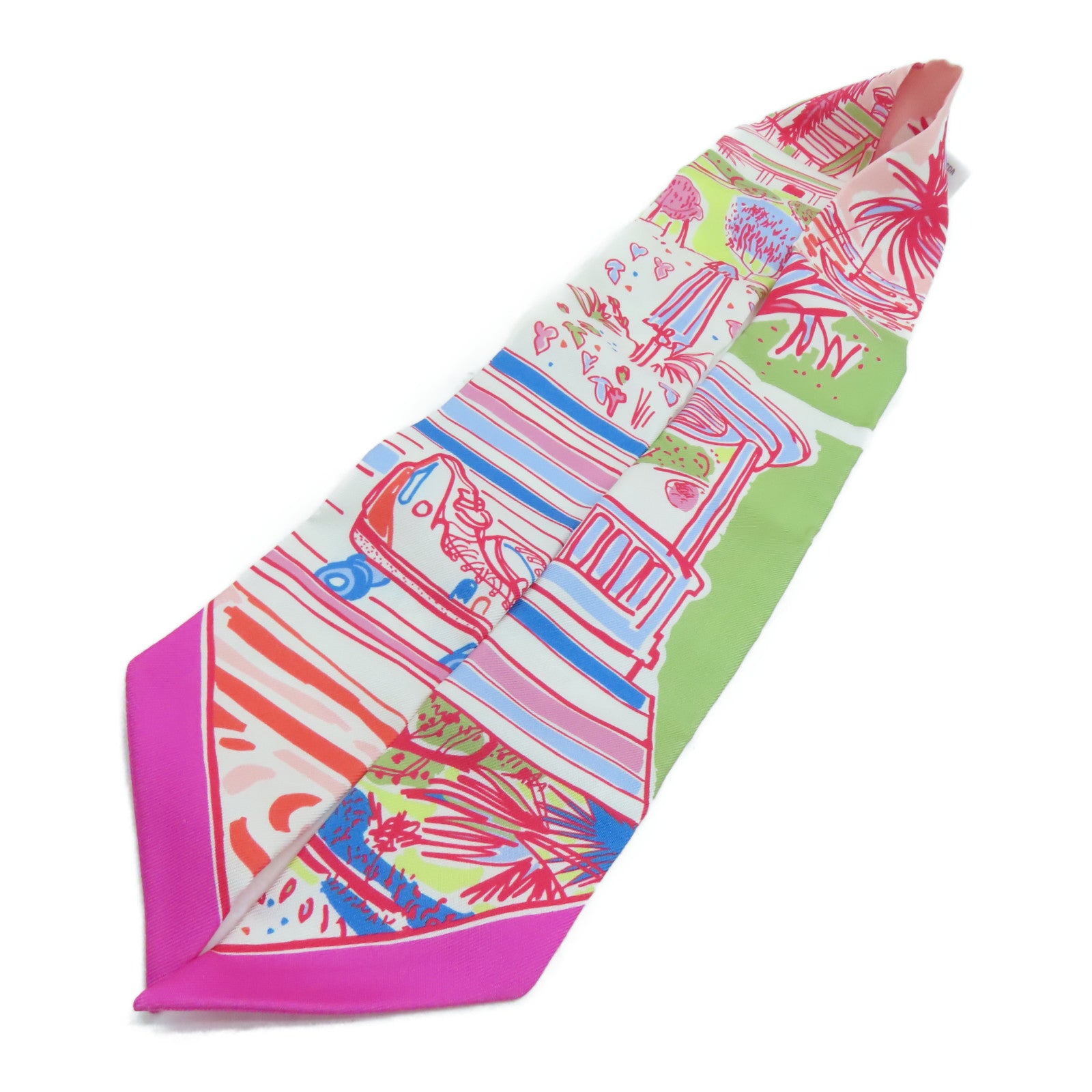 HERMES 丝质Twilly丝巾粉红色