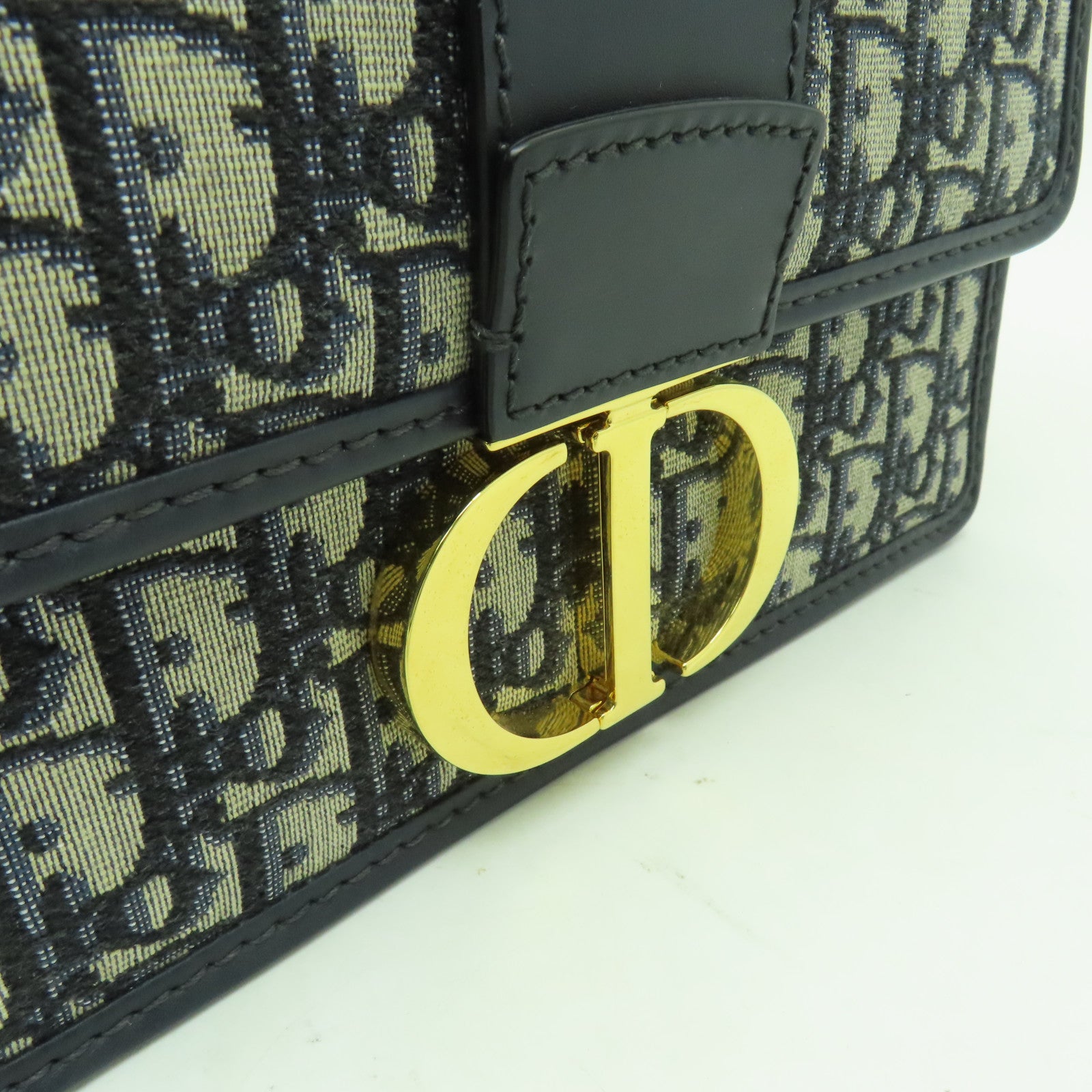 Dior 帆布30 Montaigne金扣肩背袋藍色
