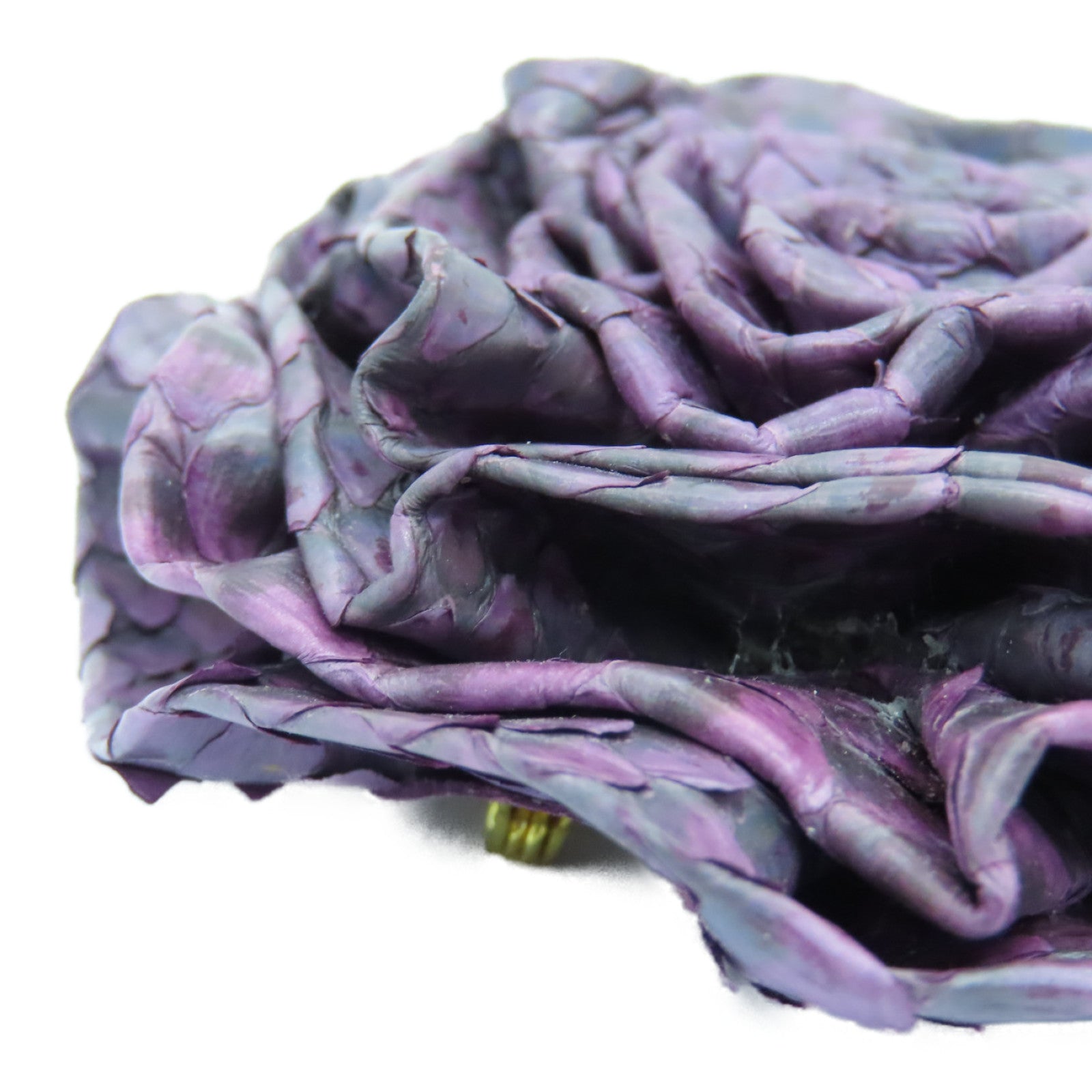 CHANEL Leather Brooch Gold Buckle Brooch Purple