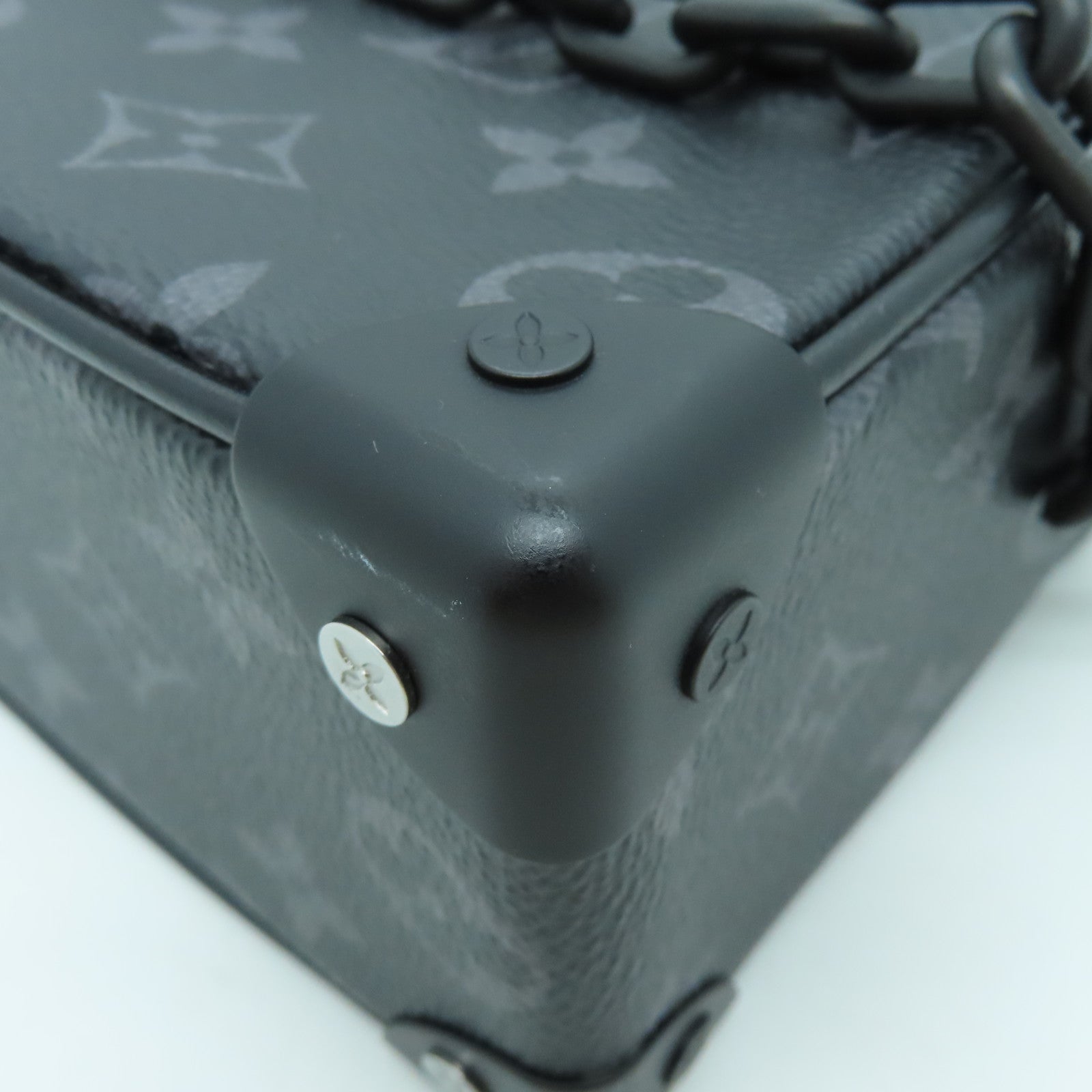 LOUIS VUITTON Monogram Eclipse Mini Soft Trunk Black Buckle Shoulder Bag Black