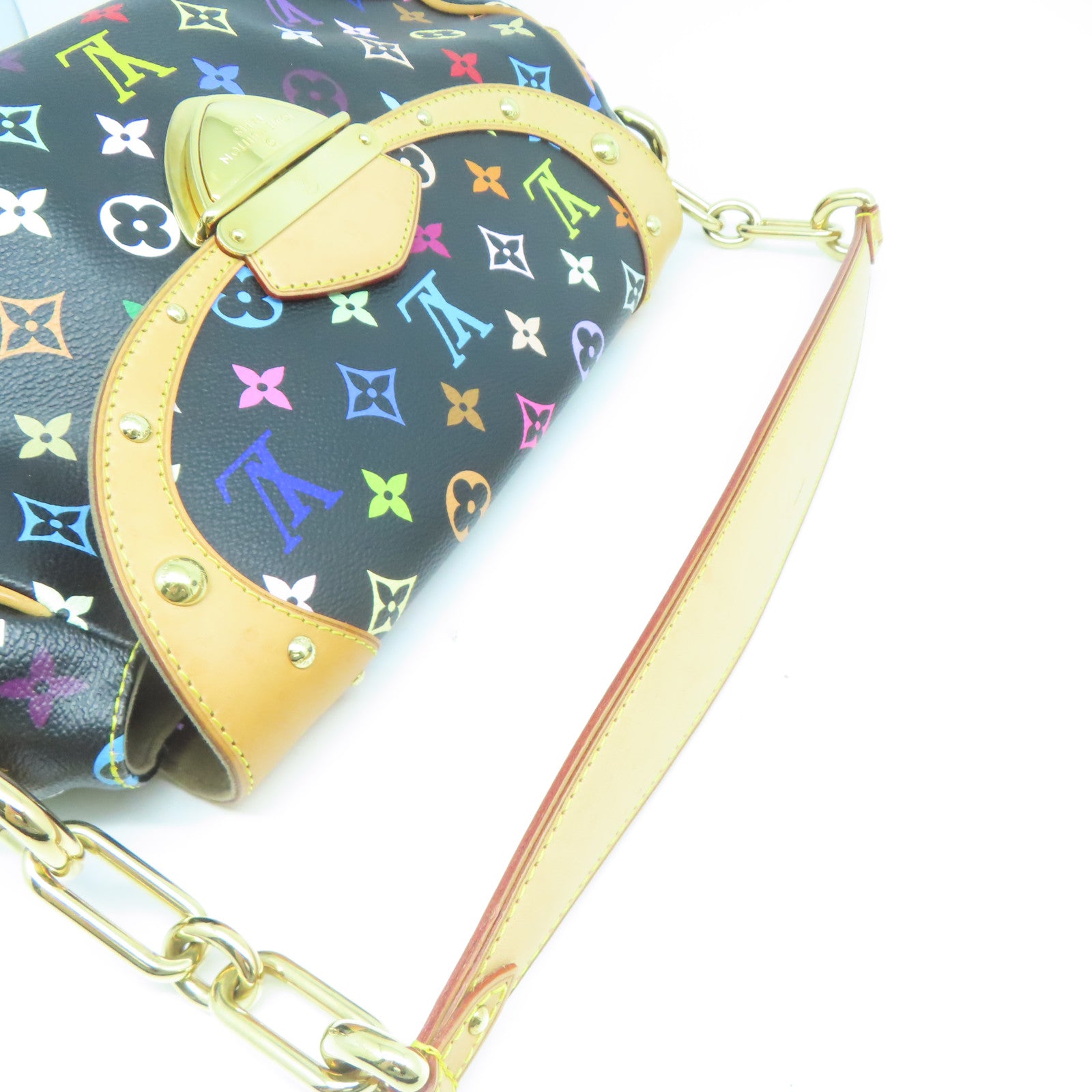 LOUIS VUITTON Monogram Multi Beverly MM金扣肩背袋黑色/棕色